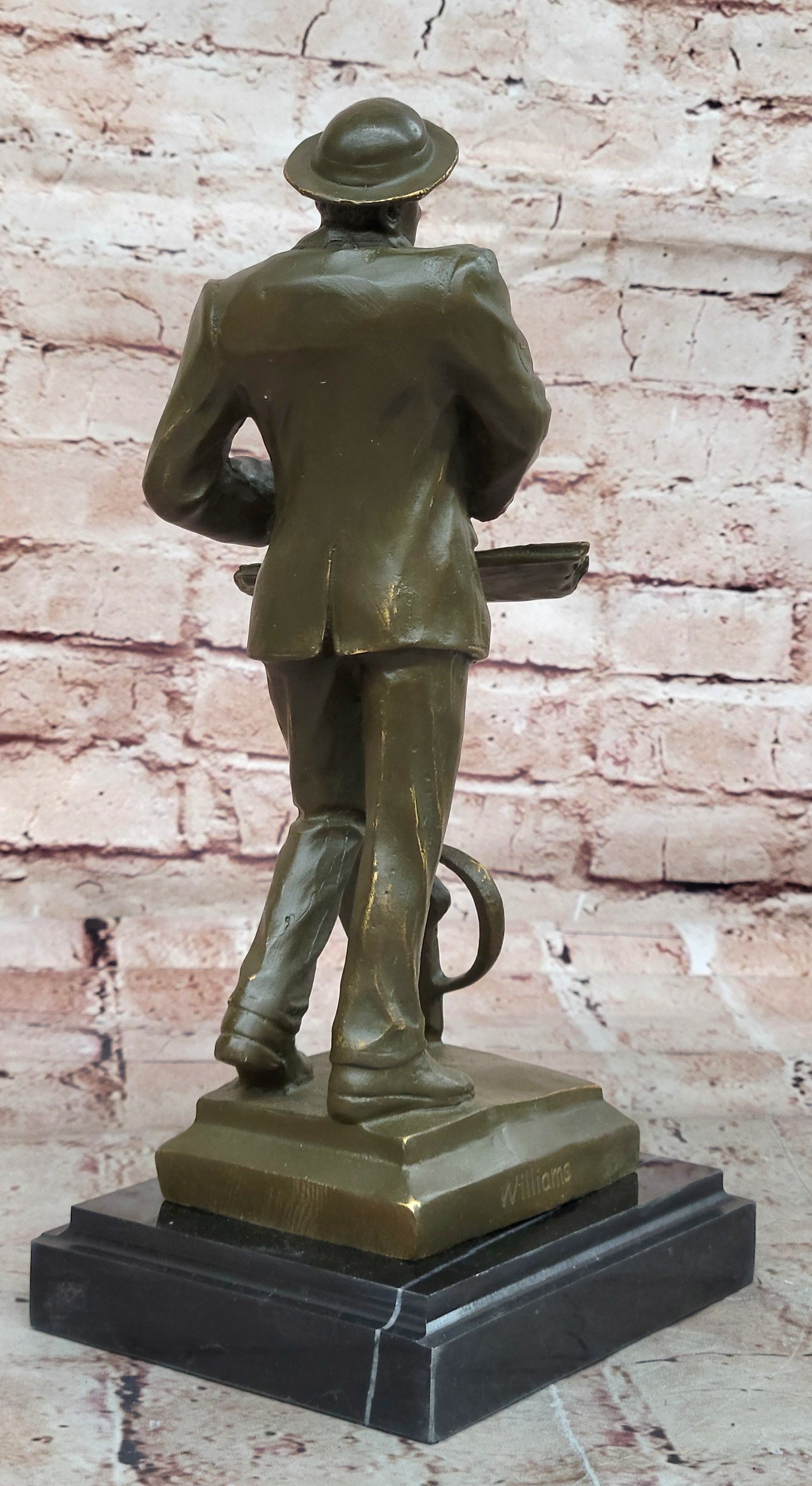 Signed Bronze Statue Black American Pianist Playing Keyboard Music Figurine by Williams
