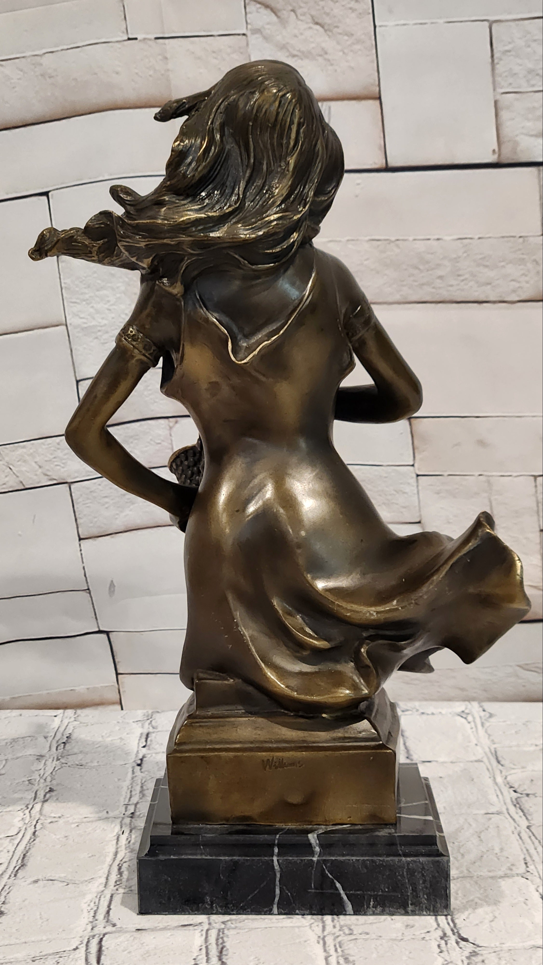 Hand Cast Bronze Woman Saxophone Player Sculpture Western Jazz Bar Decor Signed Art