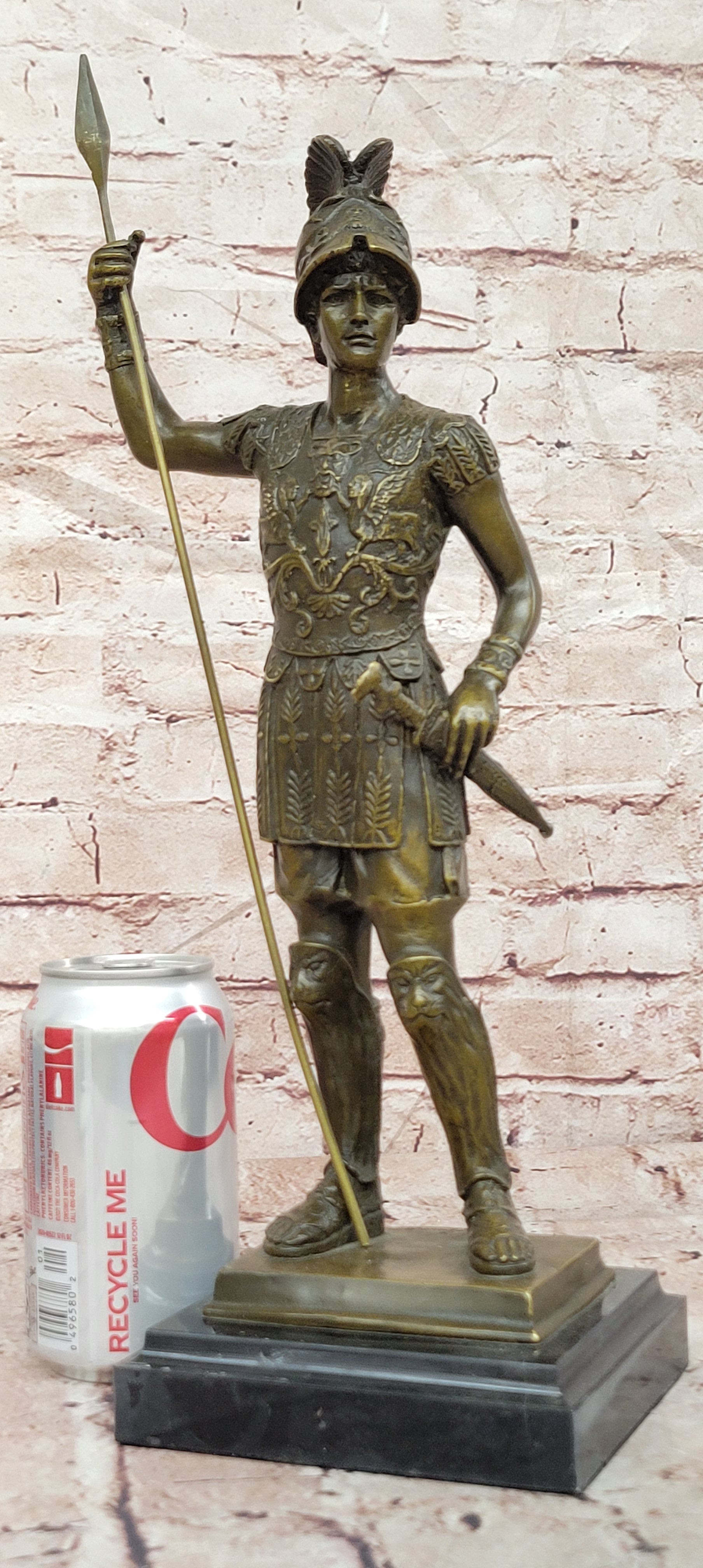 Bronze Roman Soldier Sculpture Signed Annie Collectible Fine Art Decor