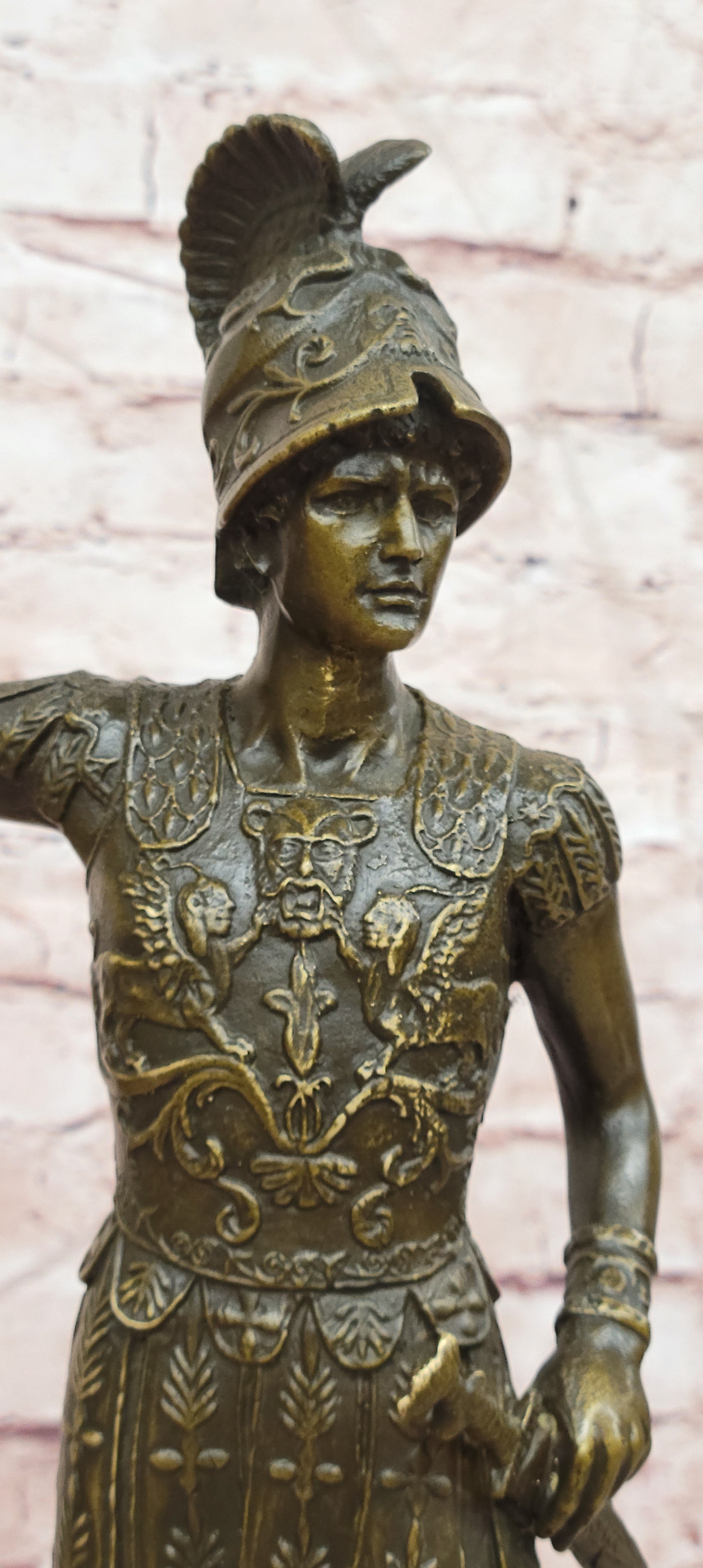 Bronze Roman Soldier Sculpture Signed Annie Collectible Fine Art Decor