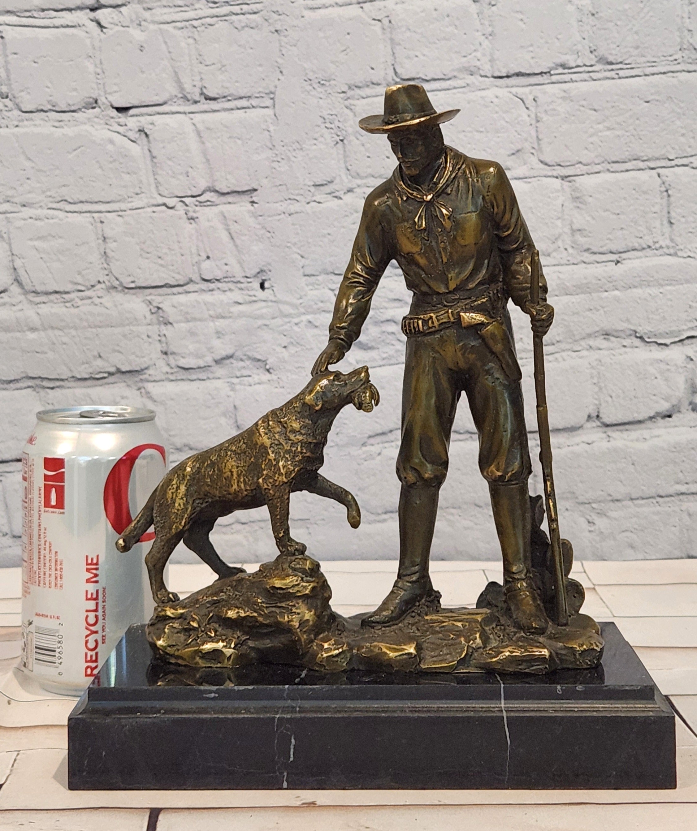 Numbered Limited Edition Milo Bronze Cowboy and Faithful Dog Western Figurine Statue
