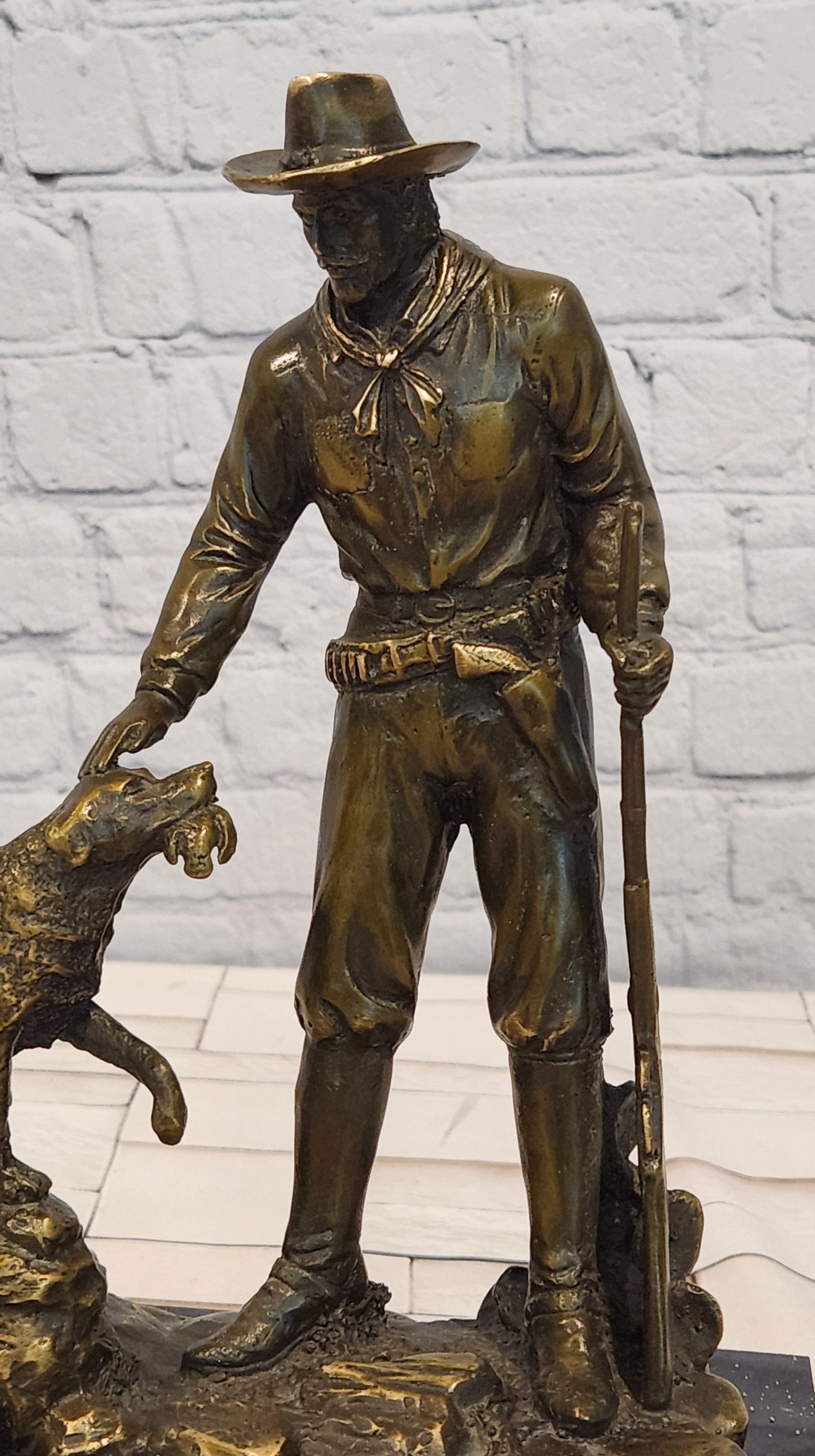 Numbered Limited Edition Milo Bronze Cowboy and Faithful Dog Western Figurine Statue