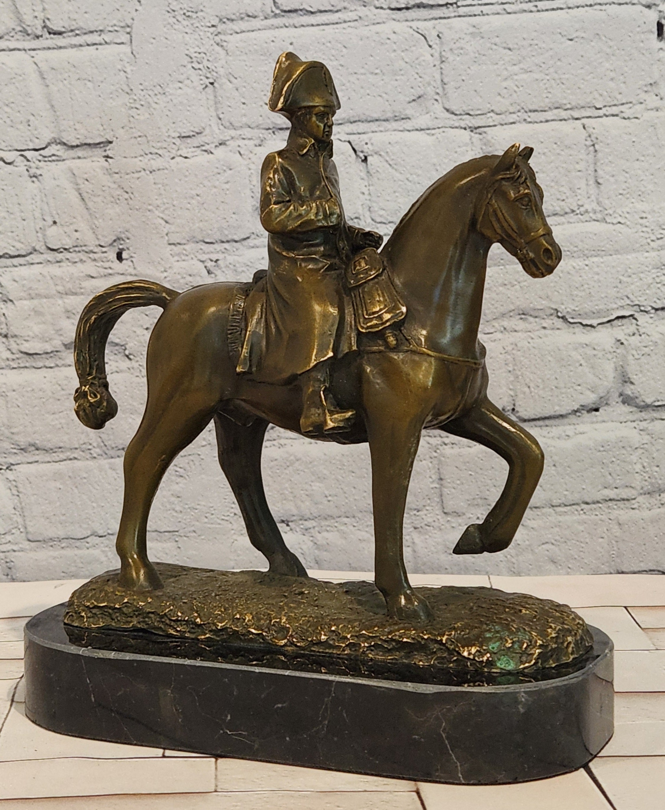 Signed Milo Bronze Equestrian Napoleon Sculpture French Emperor Statue Art