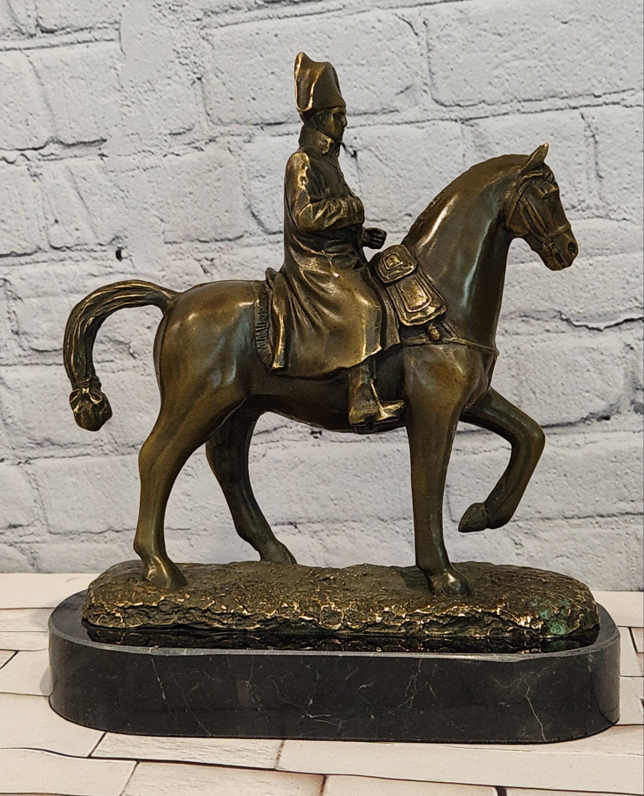 Signed Milo Bronze Equestrian Napoleon Sculpture French Emperor Statue Art