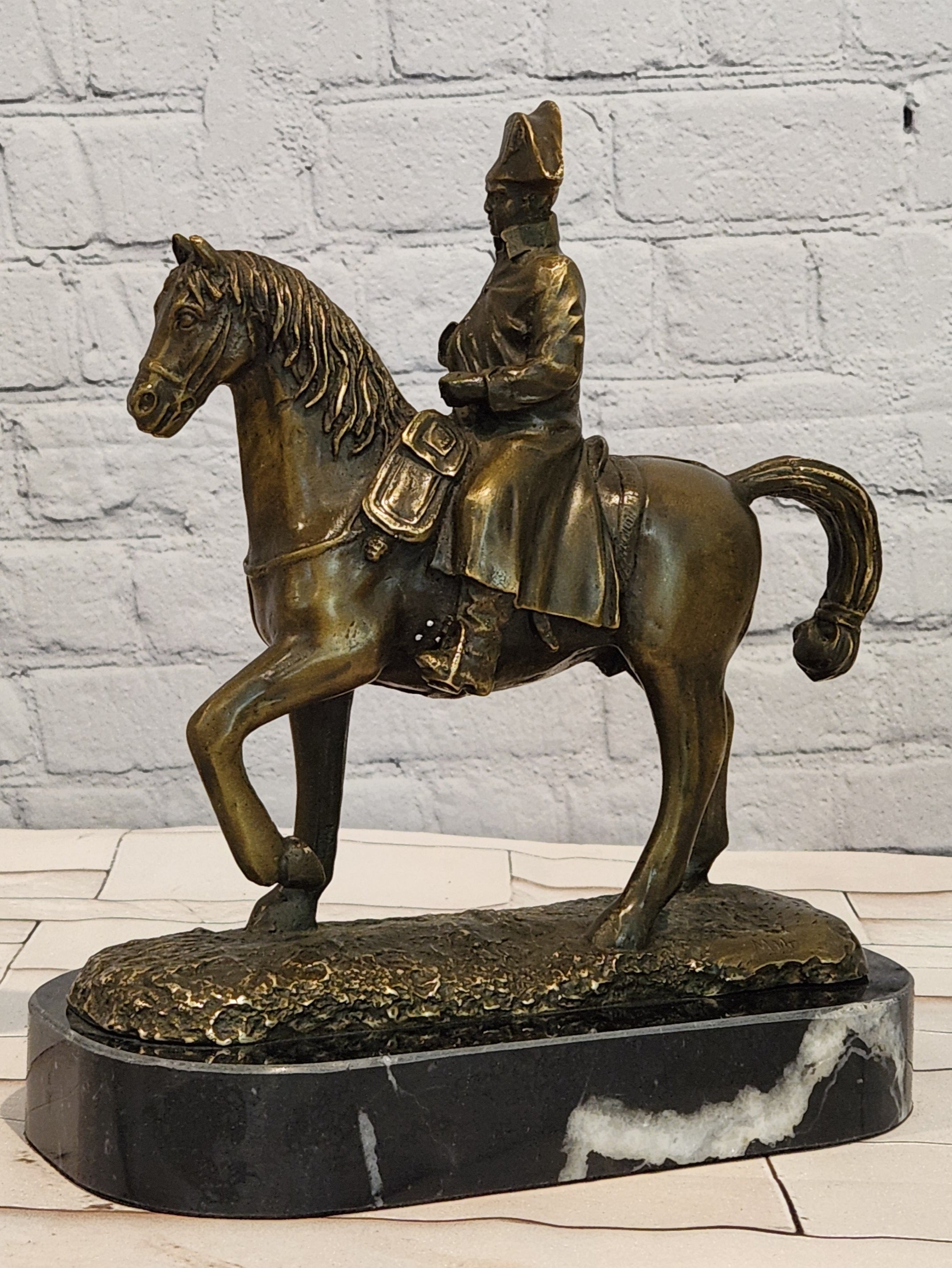 Signed Milo Bronze Equestrian Napoleon Sculpture French Emperor Statue Art