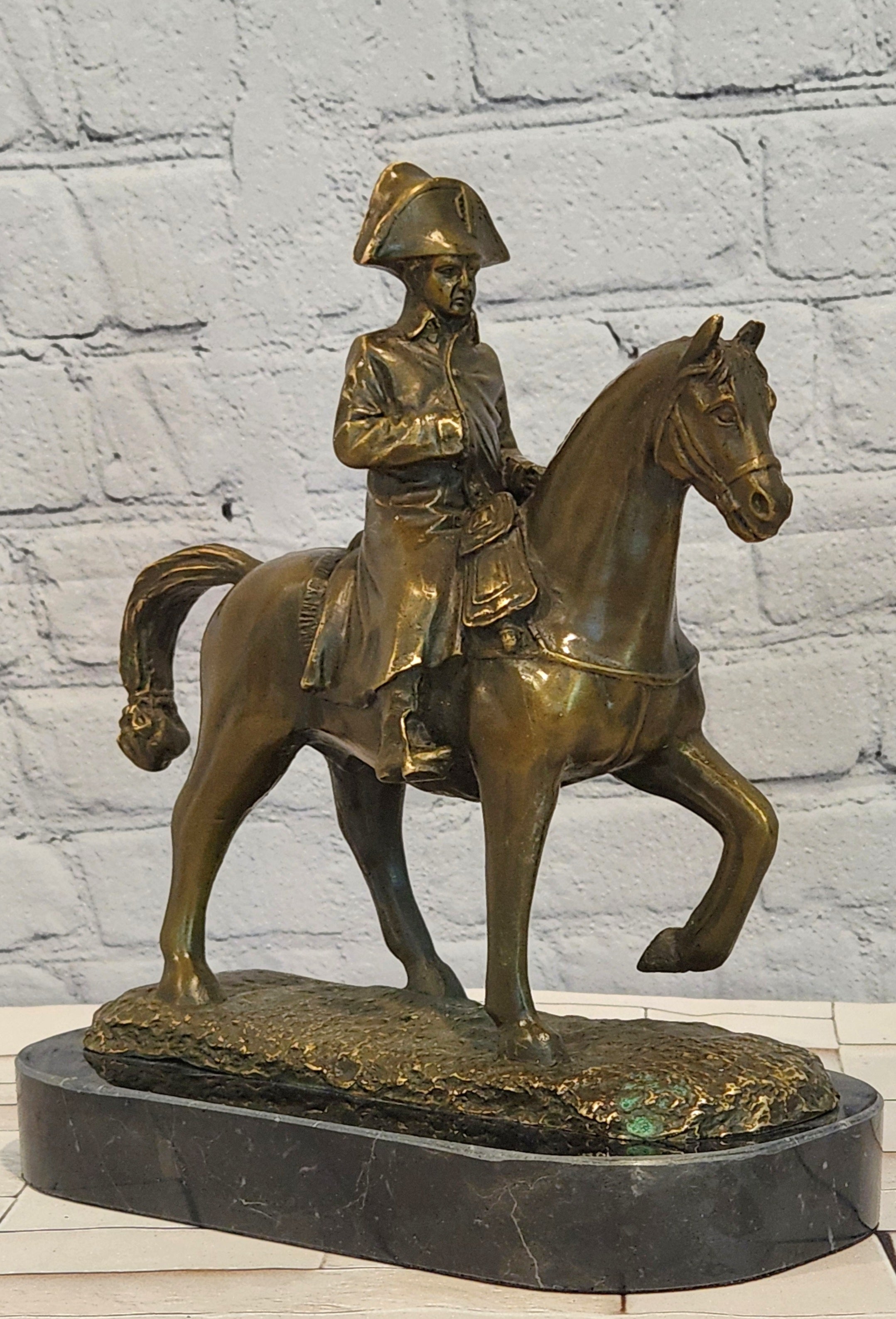 Signed Milo Bronze Equestrian Napoleon Sculpture French Emperor Statue Art