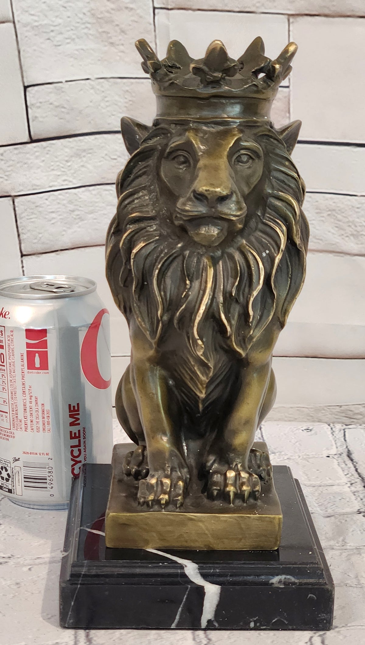Regal Crown Lion Bronze Sculpture King of Beasts Milo Signed Collectible Artwork