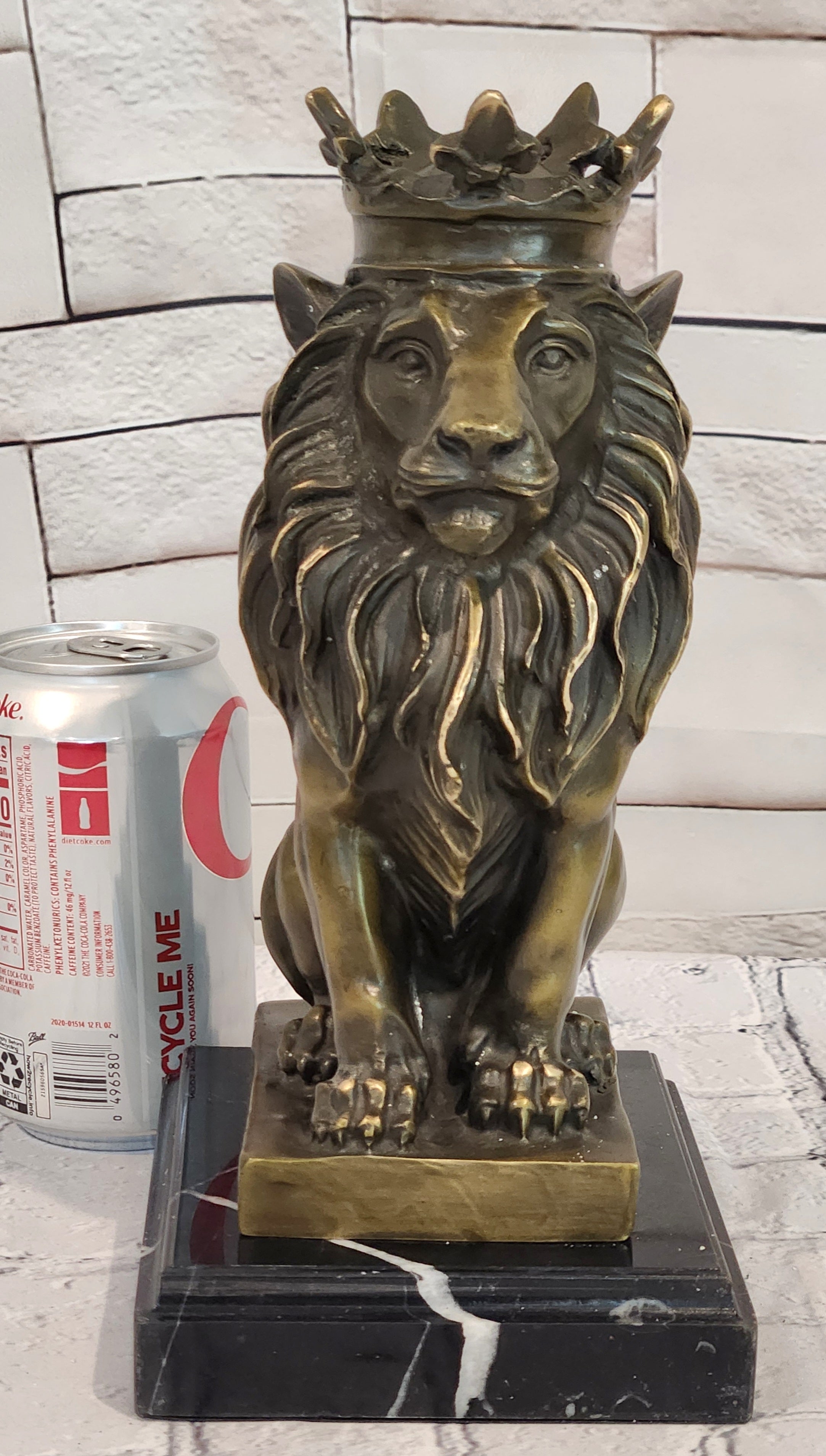 Regal Crown Lion Bronze Sculpture King of Beasts Milo Signed Collectible Artwork
