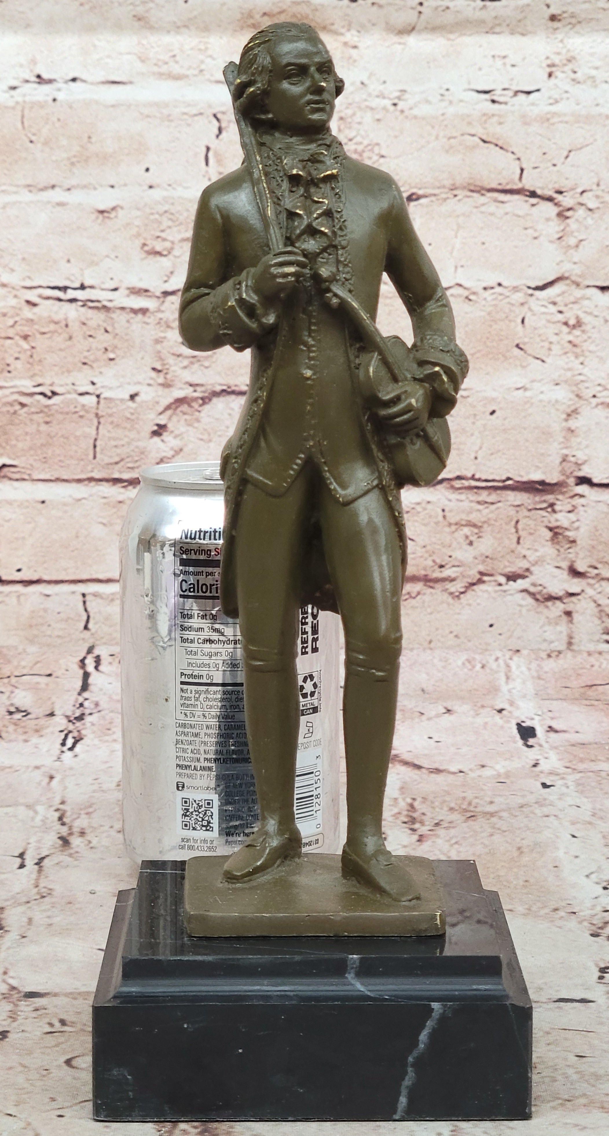 Classical Composer Mozart Bronze Sculpture Statue with Violin Musician Decor Piece