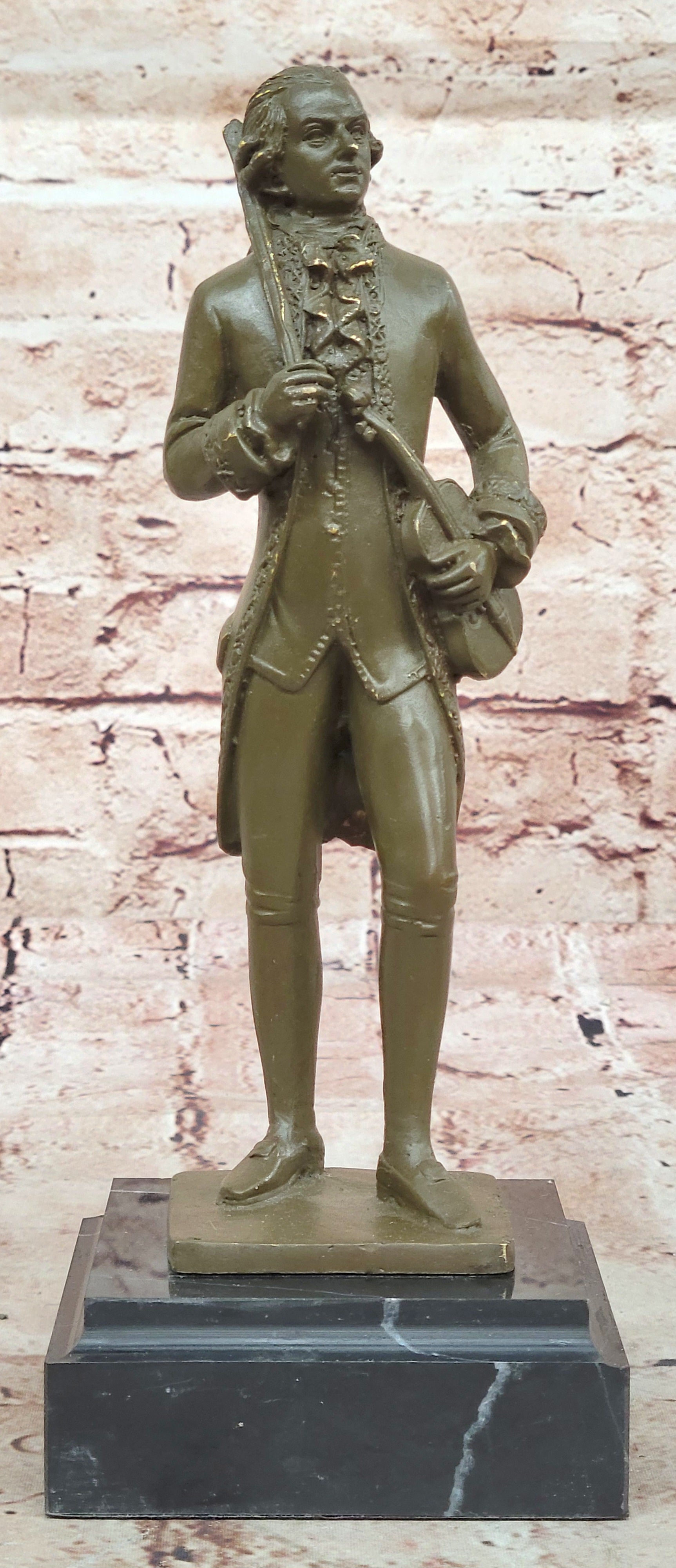 Classical Composer Mozart Bronze Sculpture Statue with Violin Musician Decor Piece