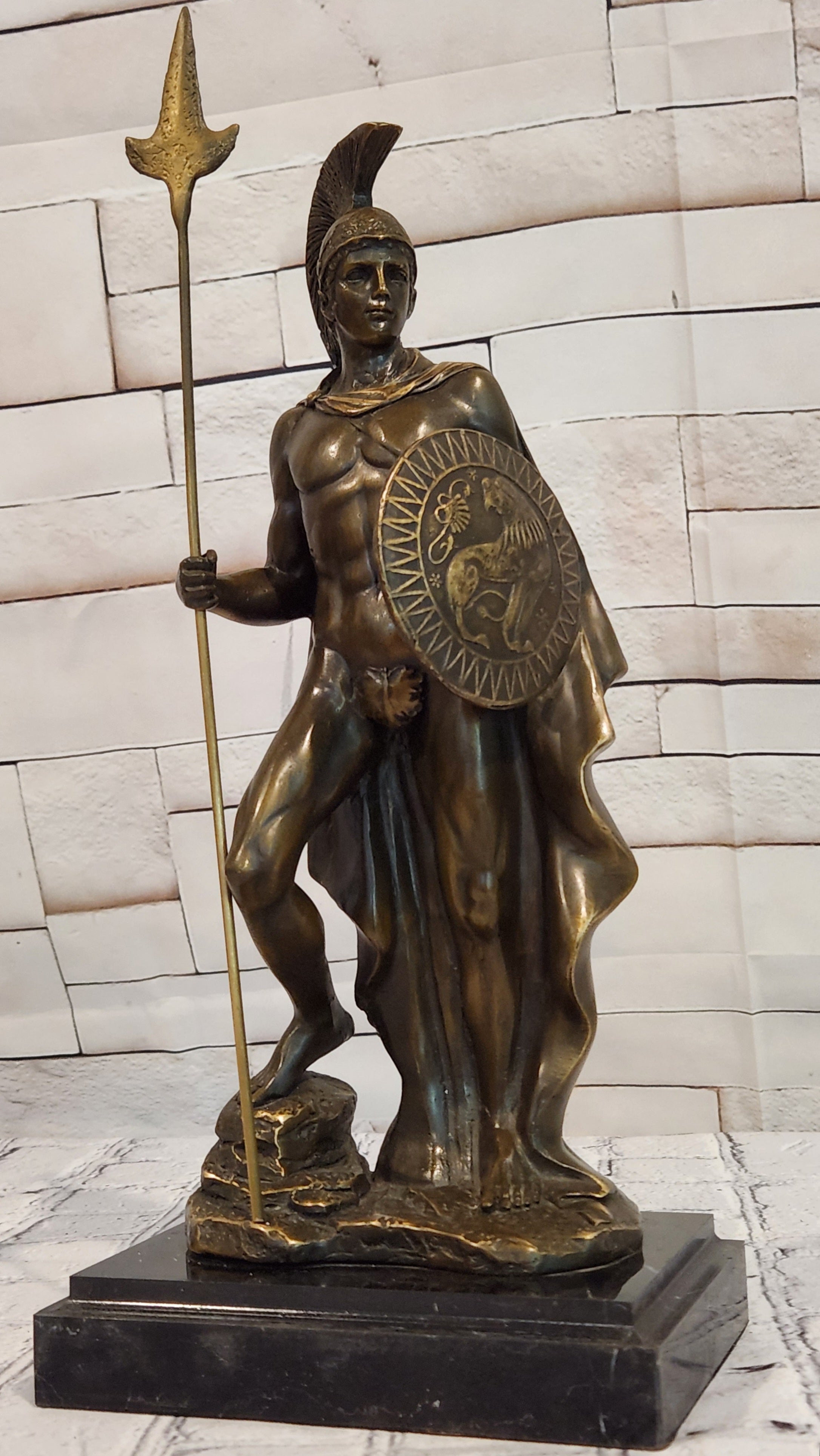 Bronze Greek Warrior Hero Statue Achilles Style Signed Debut Collectible Art