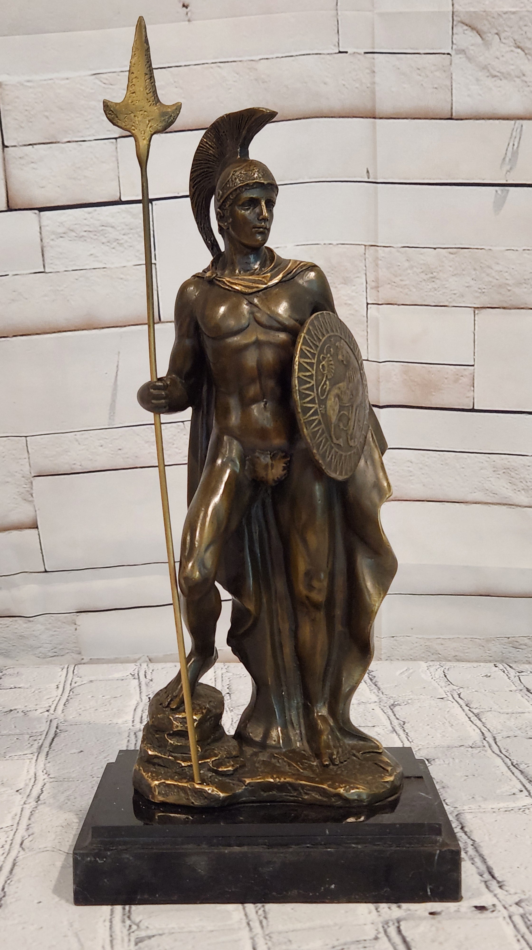 Bronze Greek Warrior Hero Statue Achilles Style Signed Debut Collectible Art