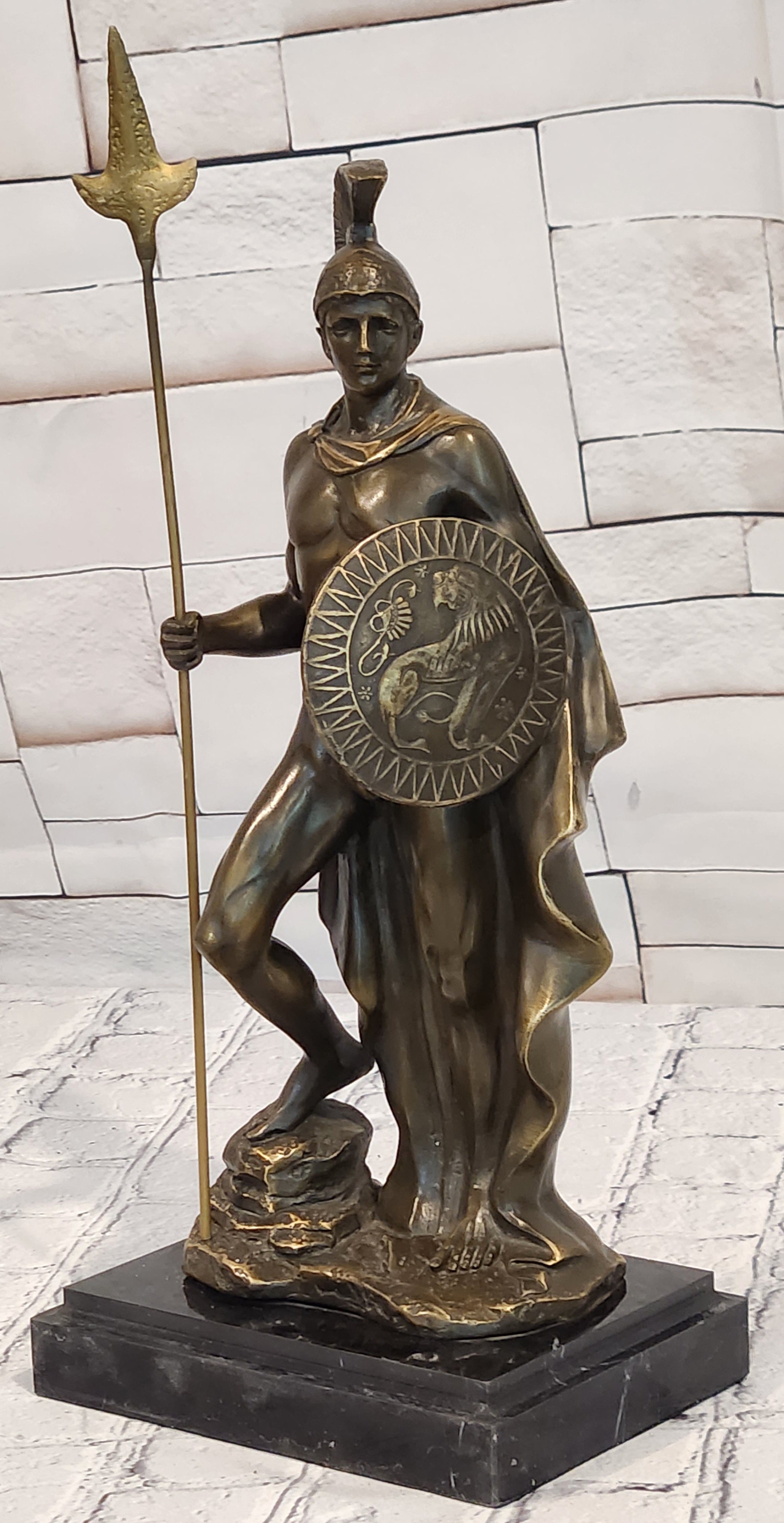 Bronze Greek Warrior Hero Statue Achilles Style Signed Debut Collectible Art