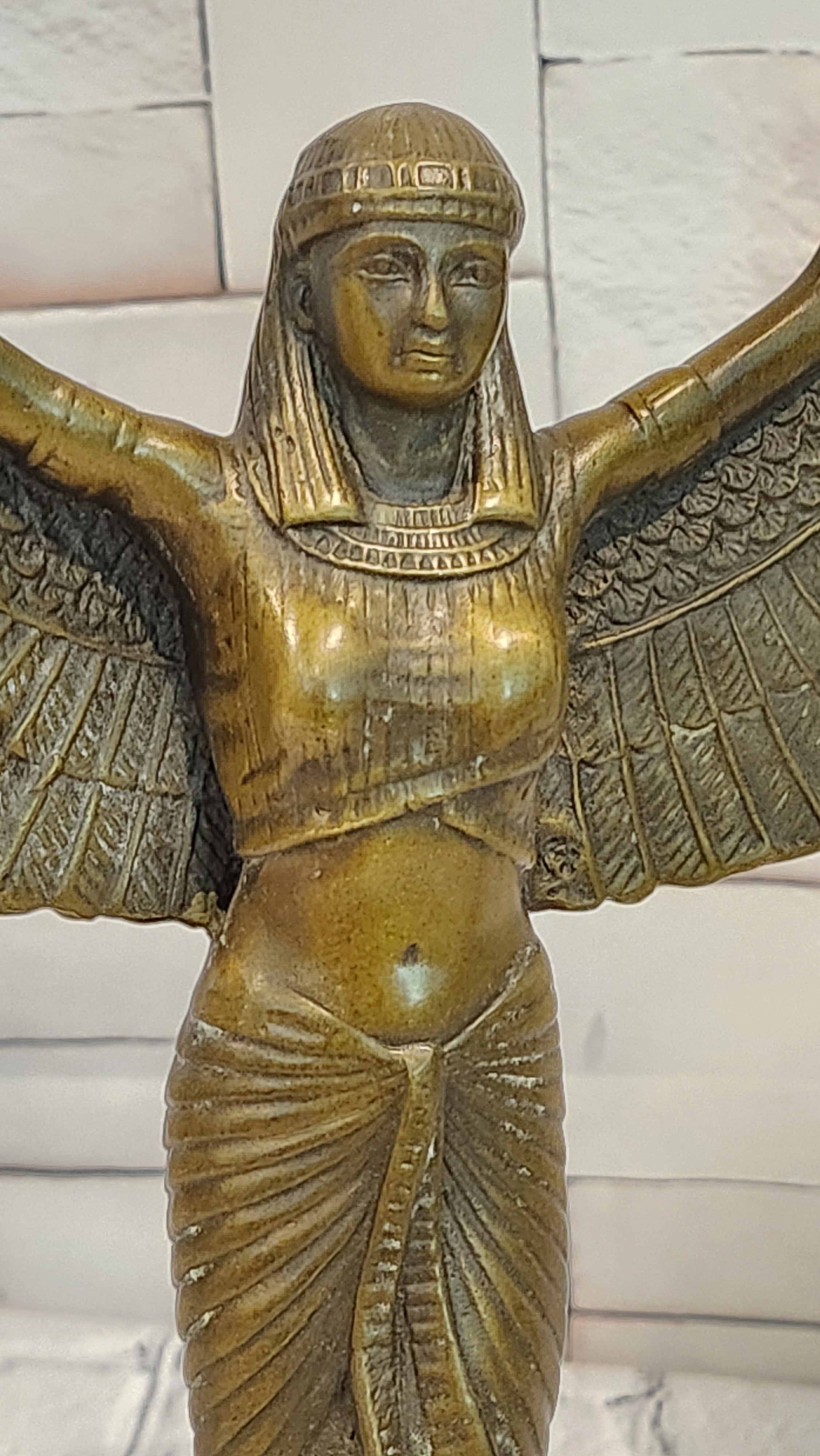 Patoue Winged Isis Bronze Candleholder Sculpture Timeless Mythological Art