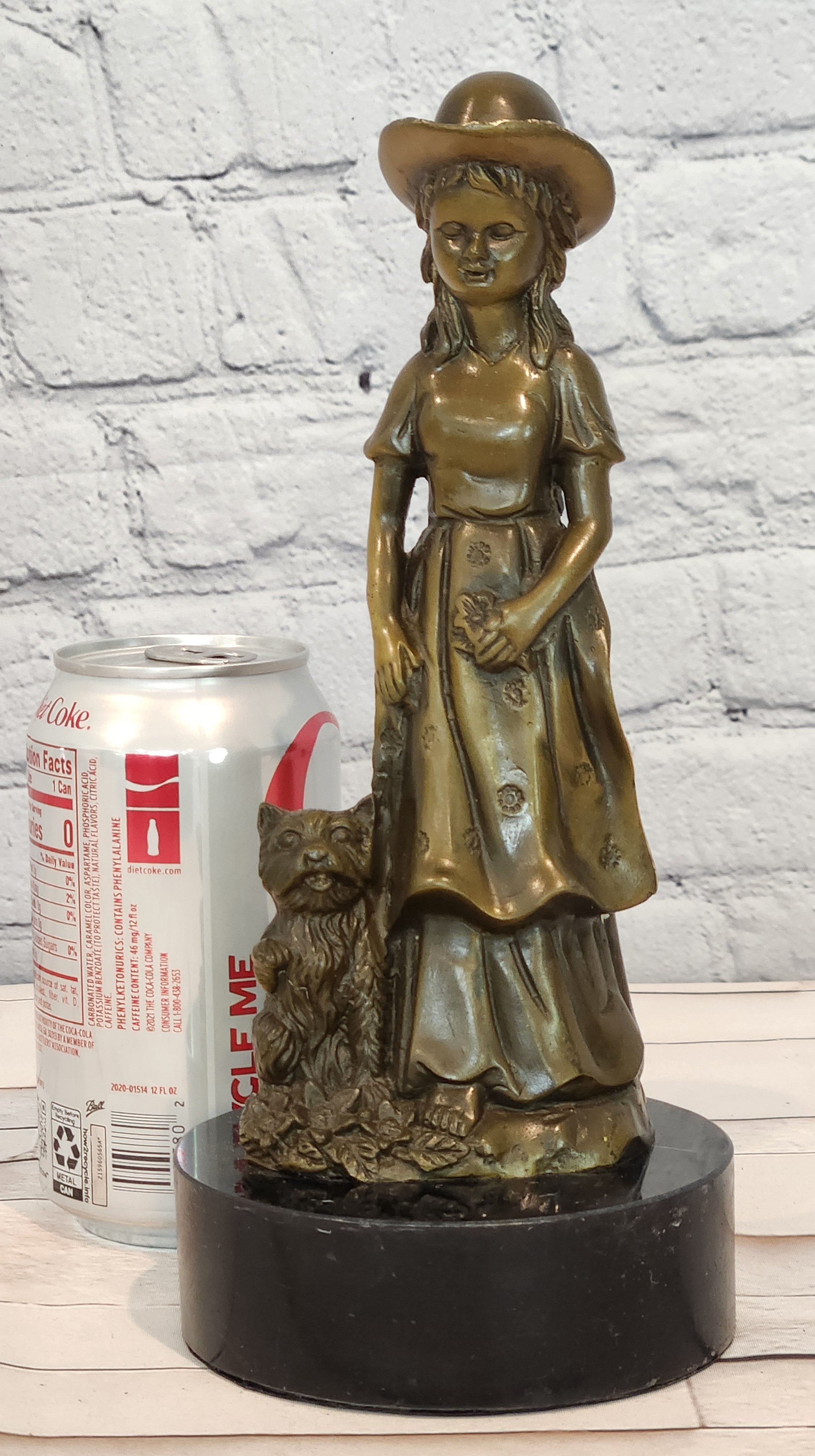 Milo Bronze Children Sculpture Victorian Girl with Dog Collectible Artwork Decor