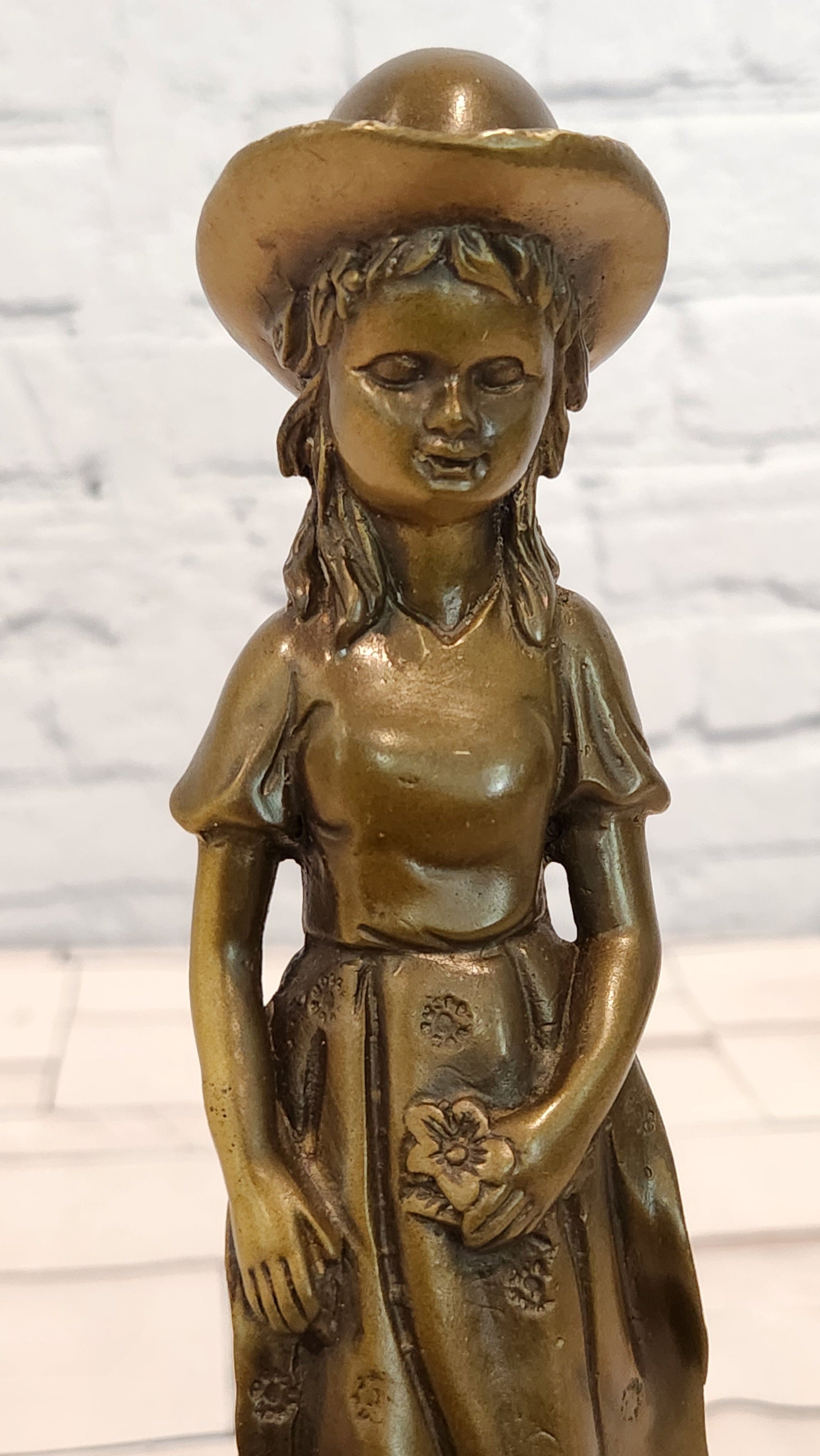 Milo Bronze Children Sculpture Victorian Girl with Dog Collectible Artwork Decor