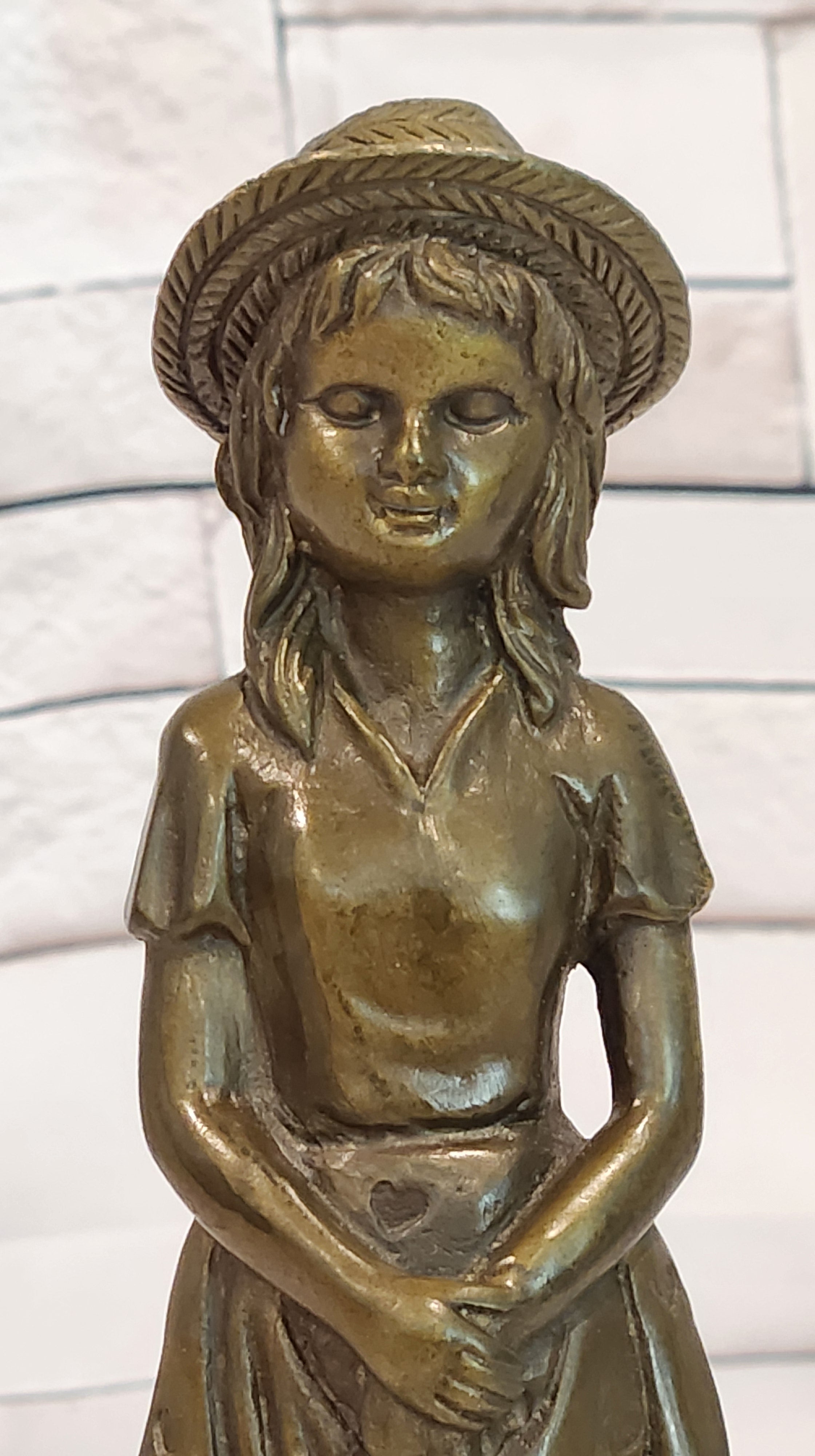 Bronze Victorian Woman with Loyal Dog Statue Signed M Lopez Decorative Art Piece