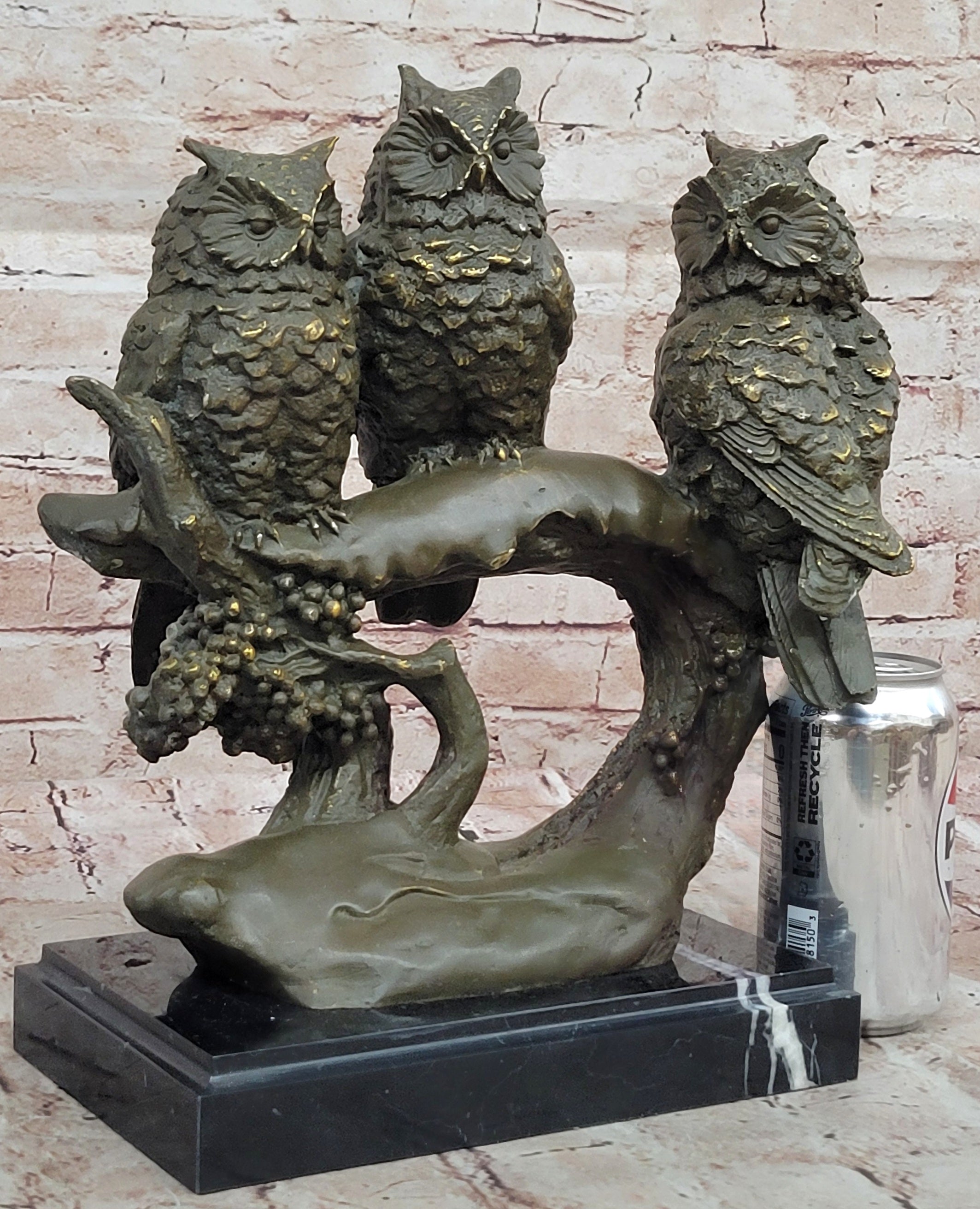 Bronze Sculpture of Three Owls by Williams LTD Edition Statue Animal Art Figurine Collectible