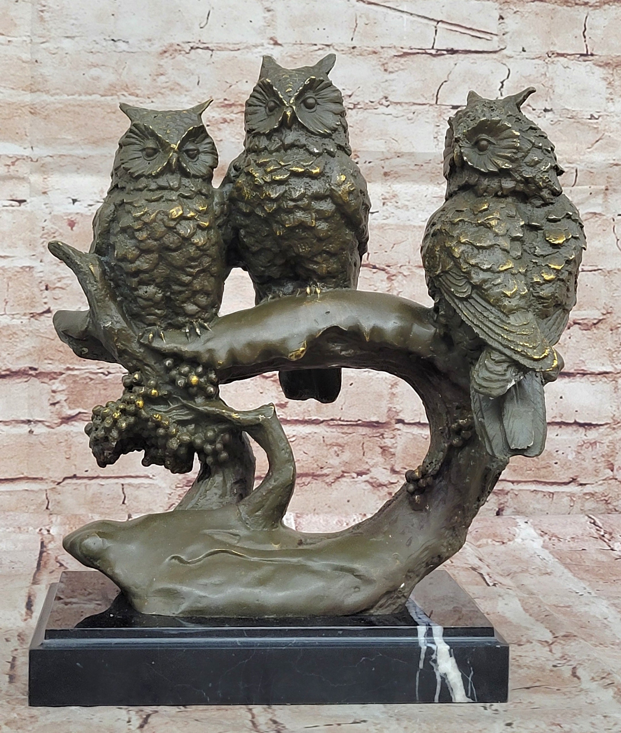 Bronze Sculpture of Three Owls by Williams LTD Edition Statue Animal Art Figurine Collectible
