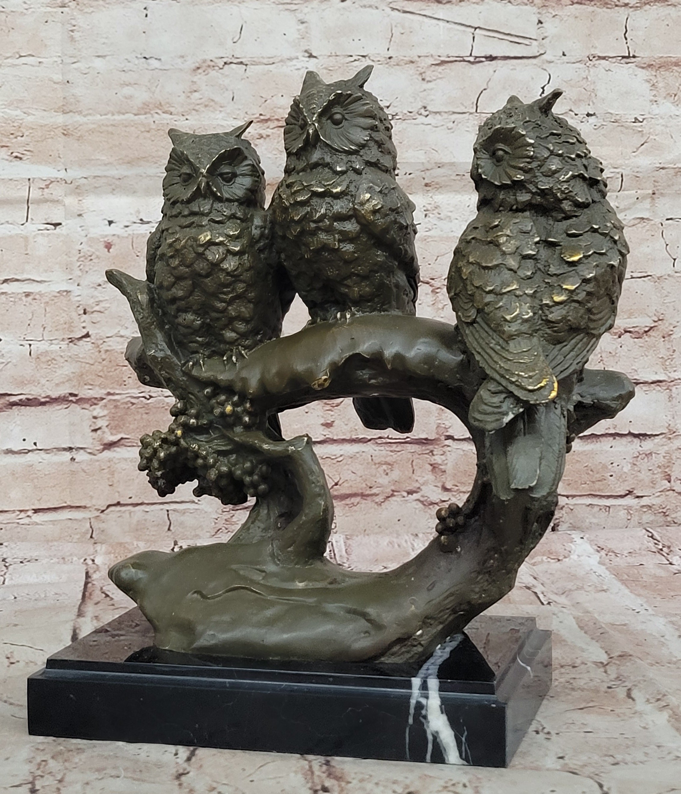 Bronze Sculpture of Three Owls by Williams LTD Edition Statue Animal Art Figurine Collectible