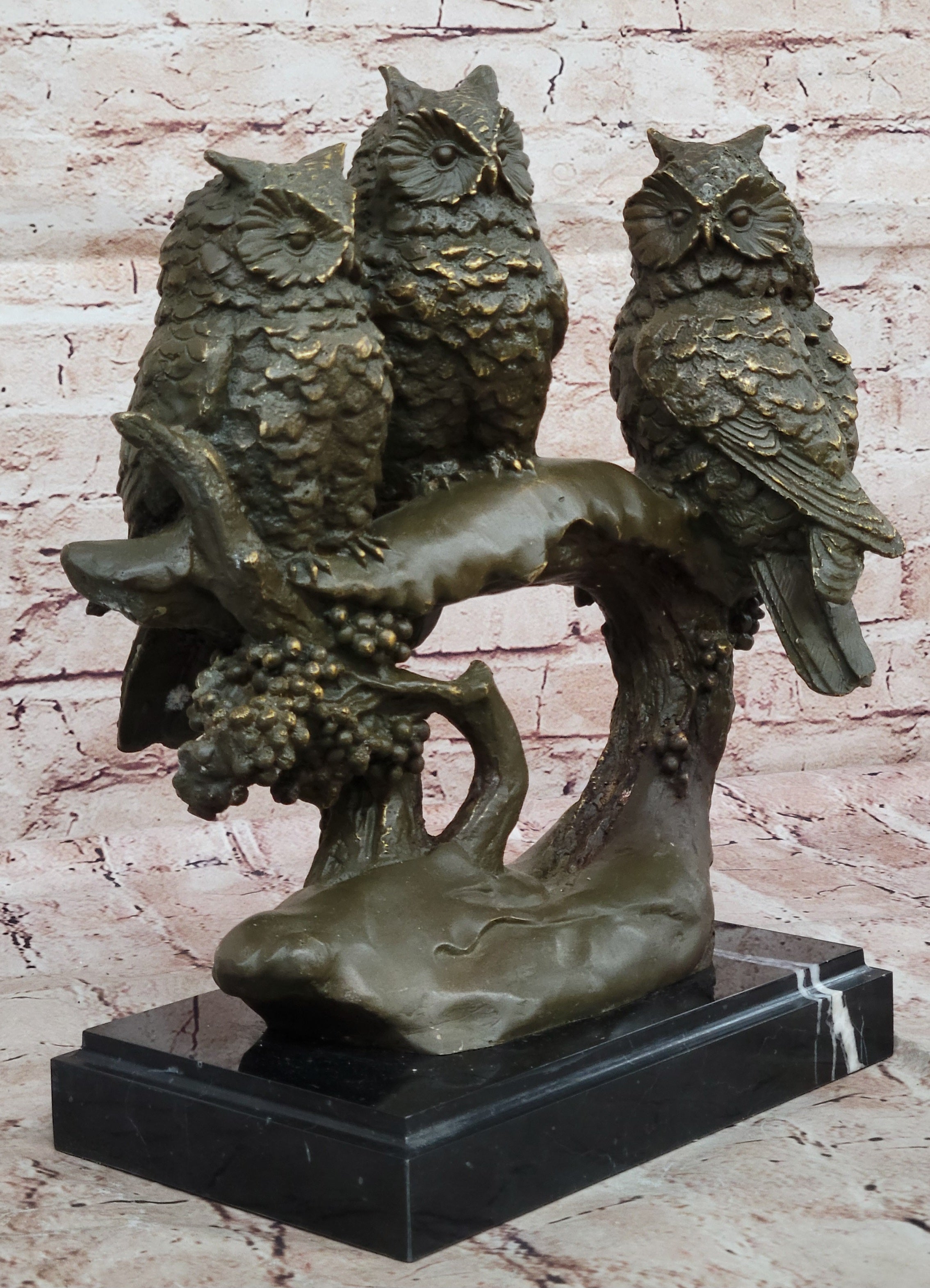 Bronze Sculpture of Three Owls by Williams LTD Edition Statue Animal Art Figurine Collectible