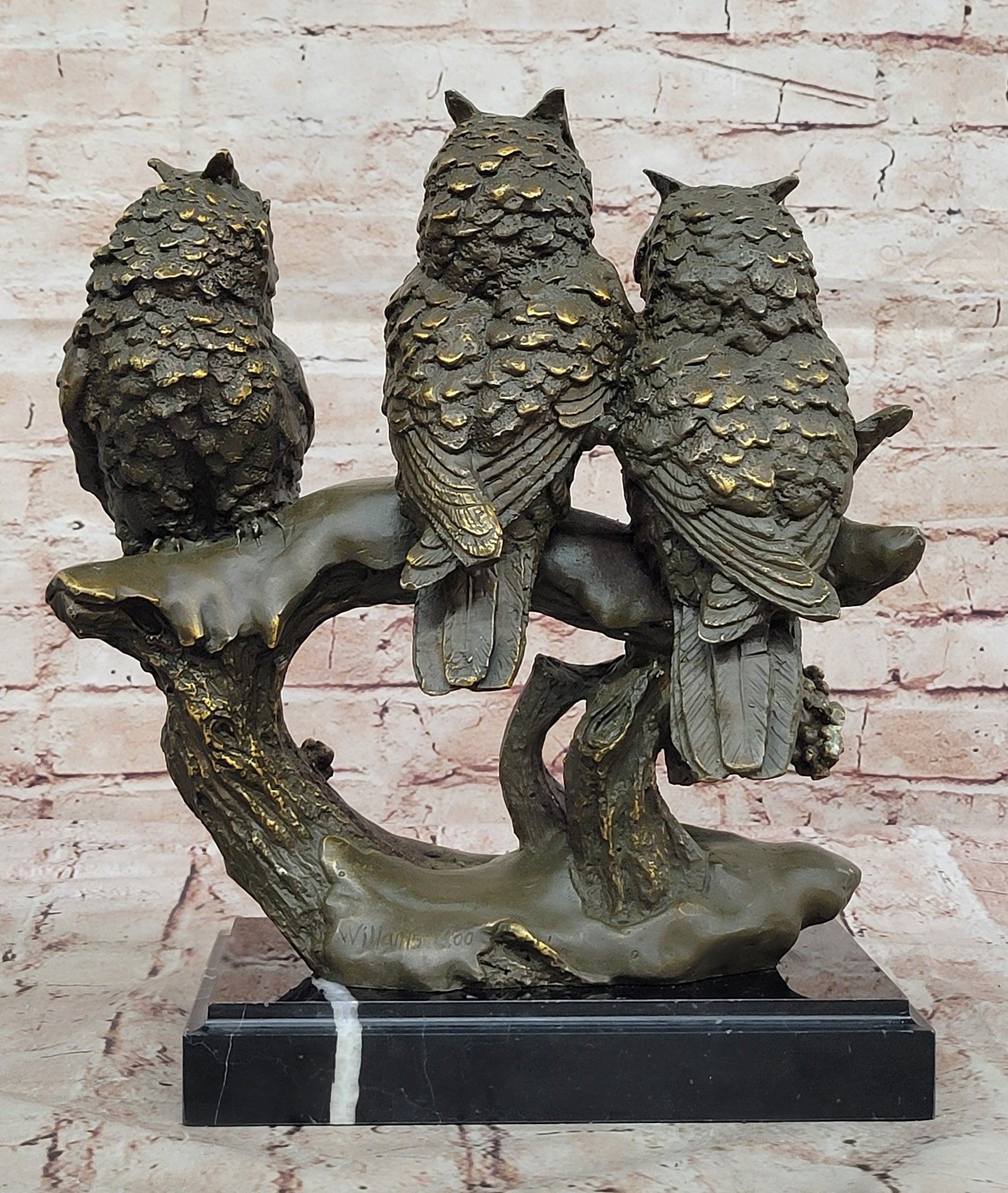 Bronze Sculpture of Three Owls by Williams LTD Edition Statue Animal Art Figurine Collectible