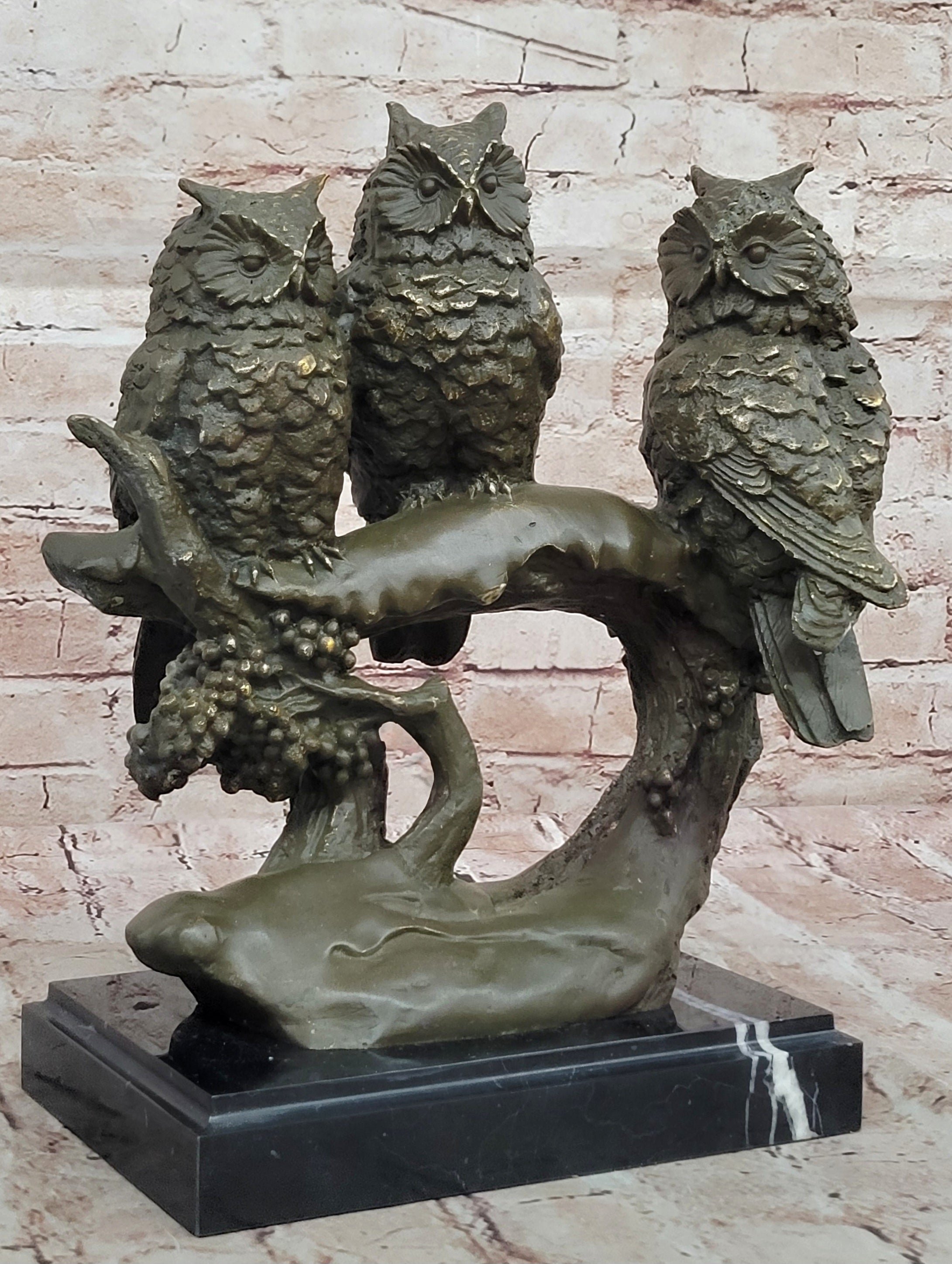 Bronze Sculpture of Three Owls by Williams LTD Edition Statue Animal Art Figurine Collectible