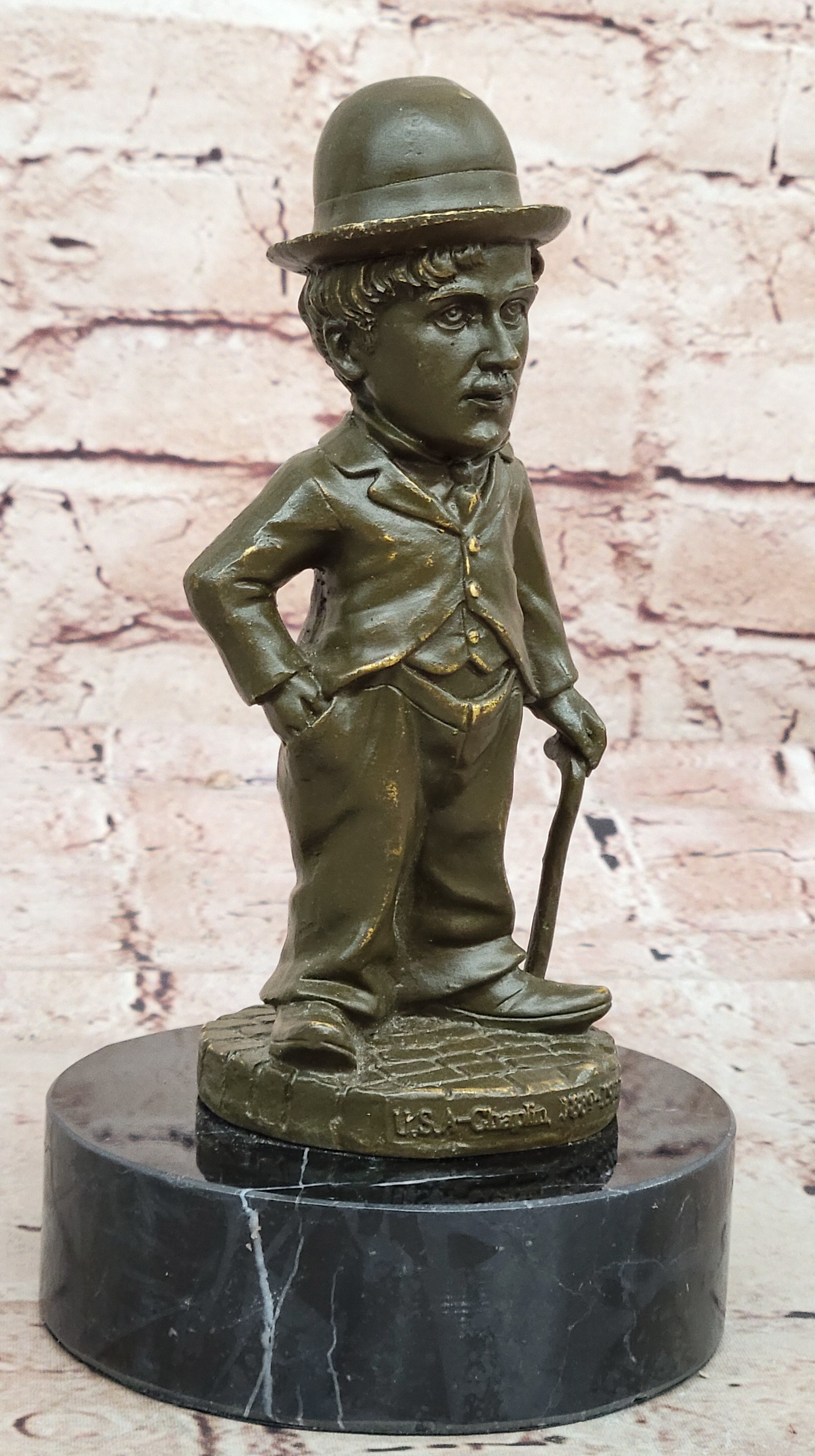 Fisher Signed Charlie Chaplin Sculpture – Bronze Statue Hollywood Collectible