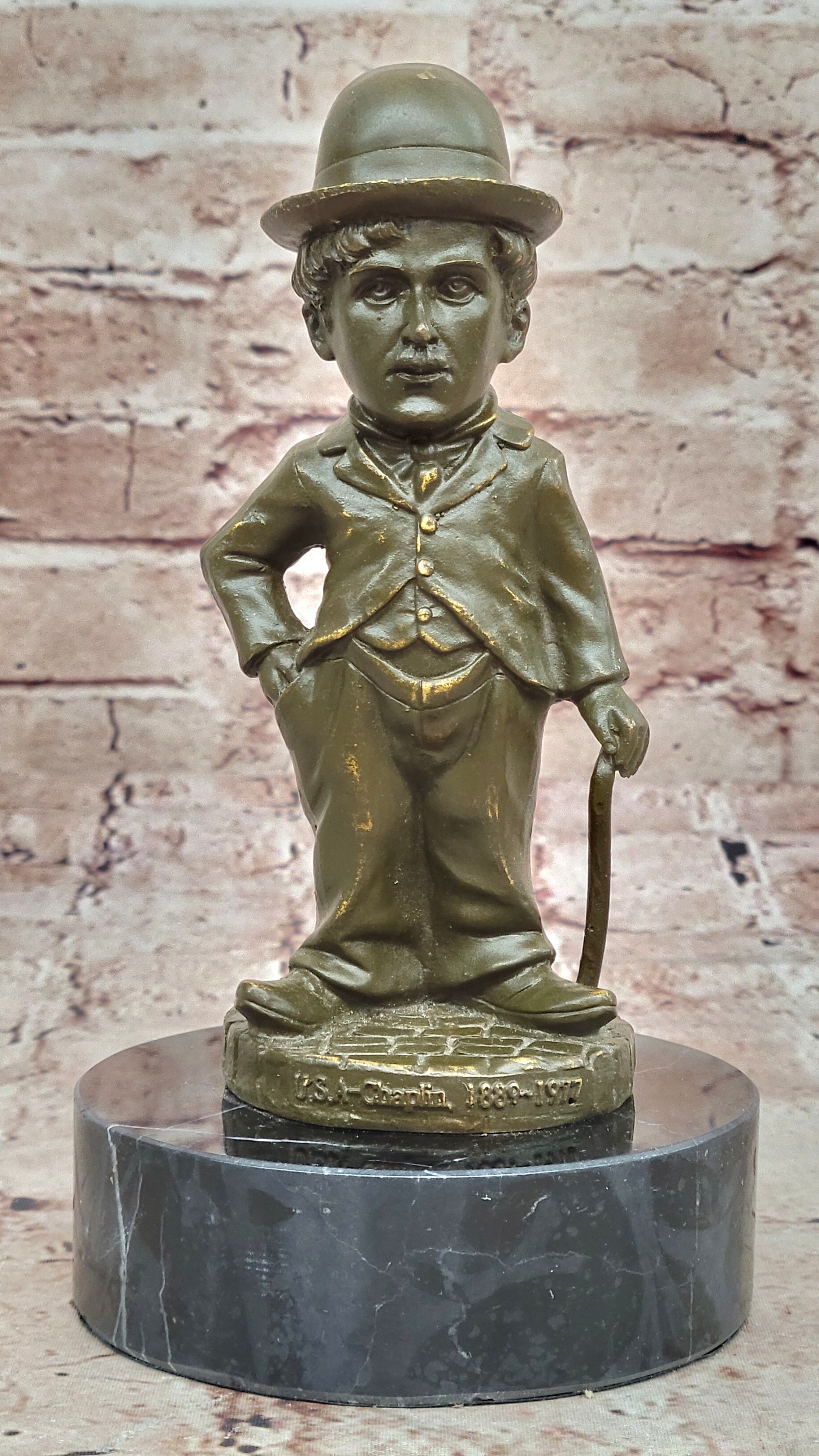 Fisher Signed Charlie Chaplin Sculpture – Bronze Statue Hollywood Collectible