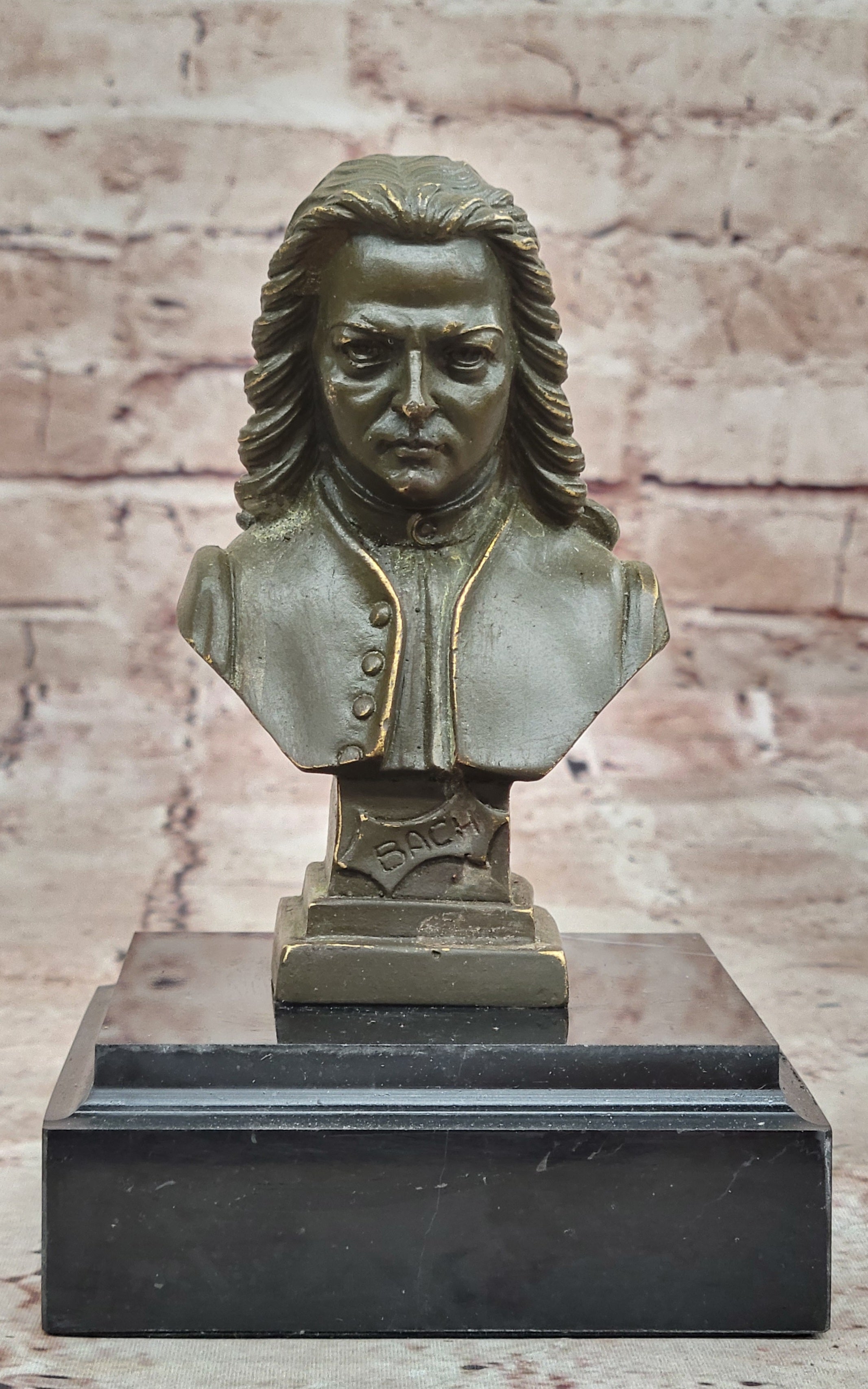 Signed Bronze Sculpture of Bach Strauss Bust Statue Musician Art Collectible Gift