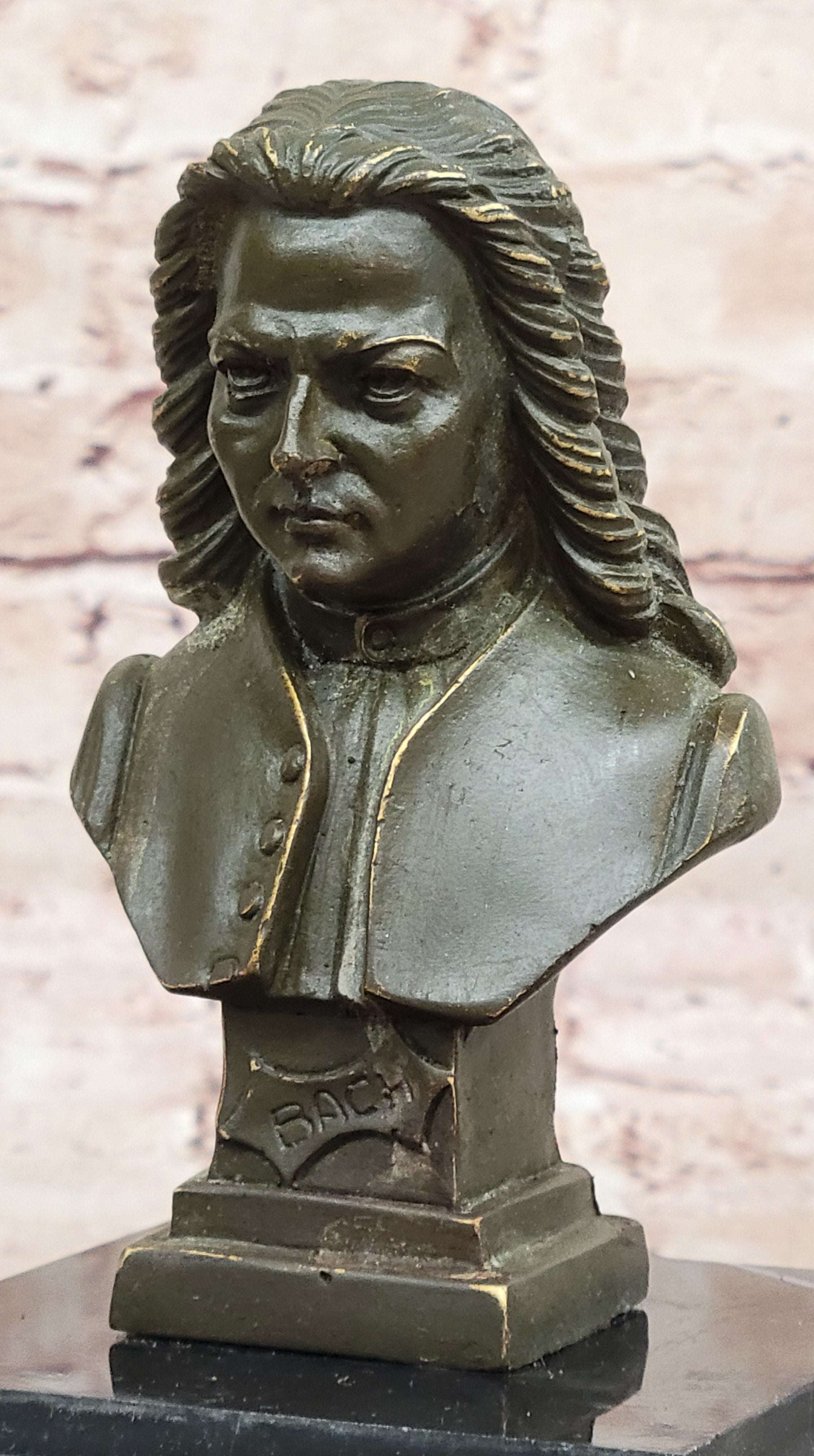 Signed Bronze Sculpture of Bach Strauss Bust Statue Musician Art Collectible Gift