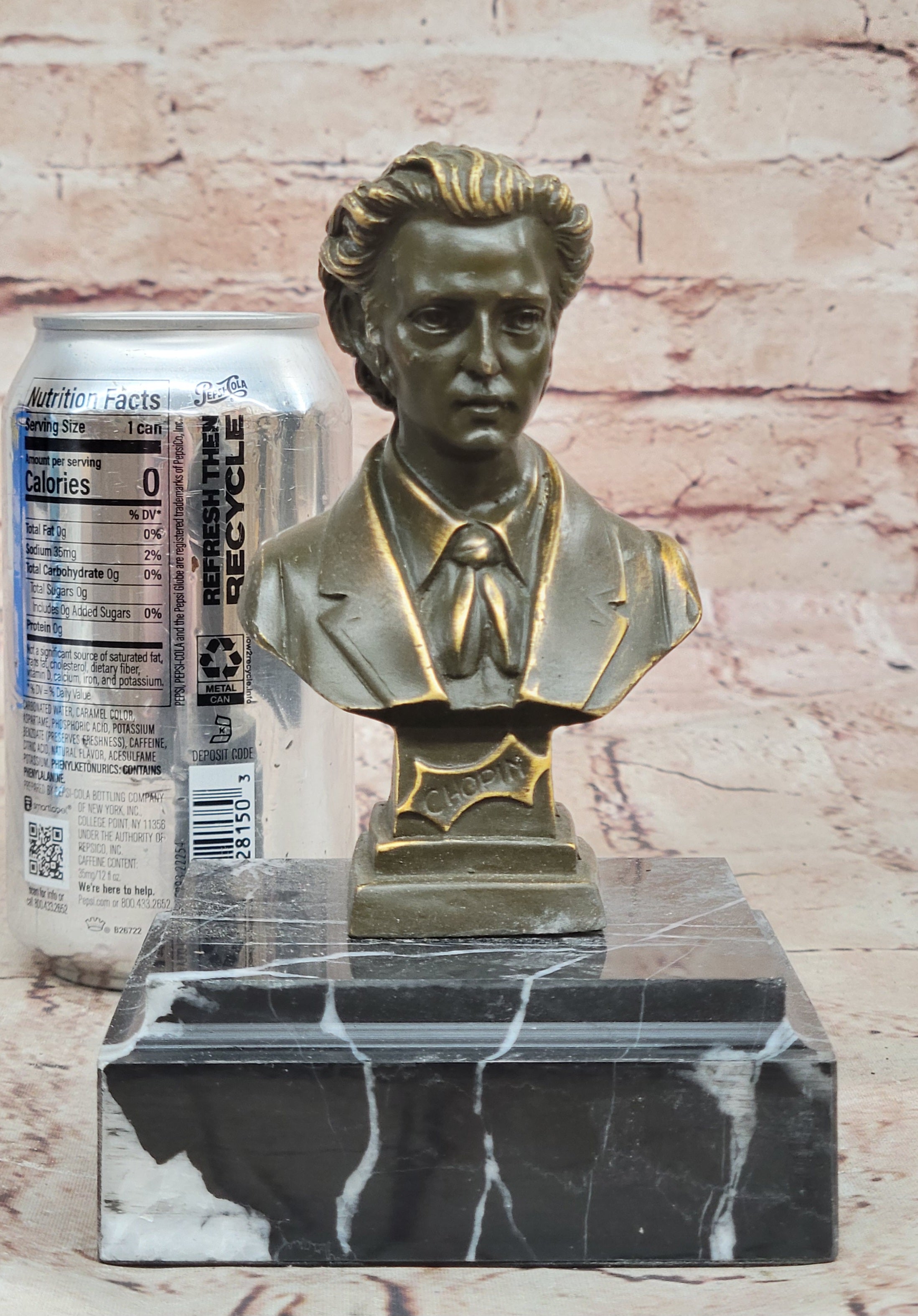 Hand Made Bronze Frederic Chopin Composer Head Bust Statue for Musicians and Collectors