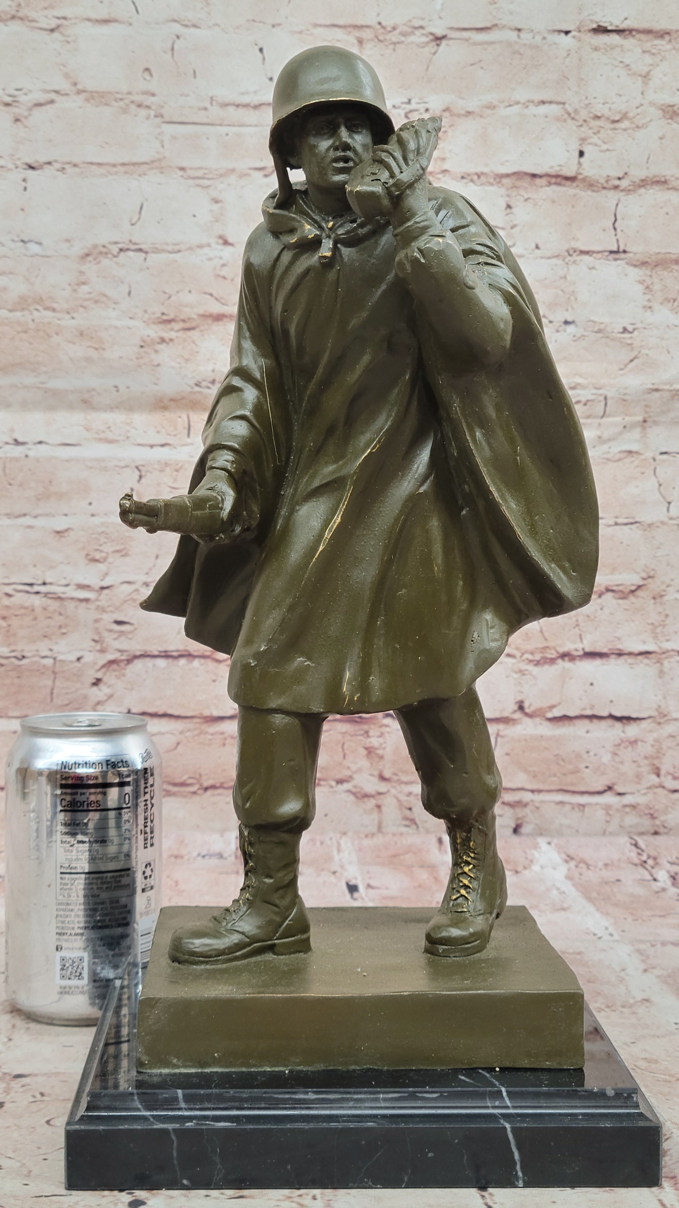 Hot Cast Fisher USA Army Soldier with Rifle Bronze Sculpture Signed Anniversary Gift Artwork