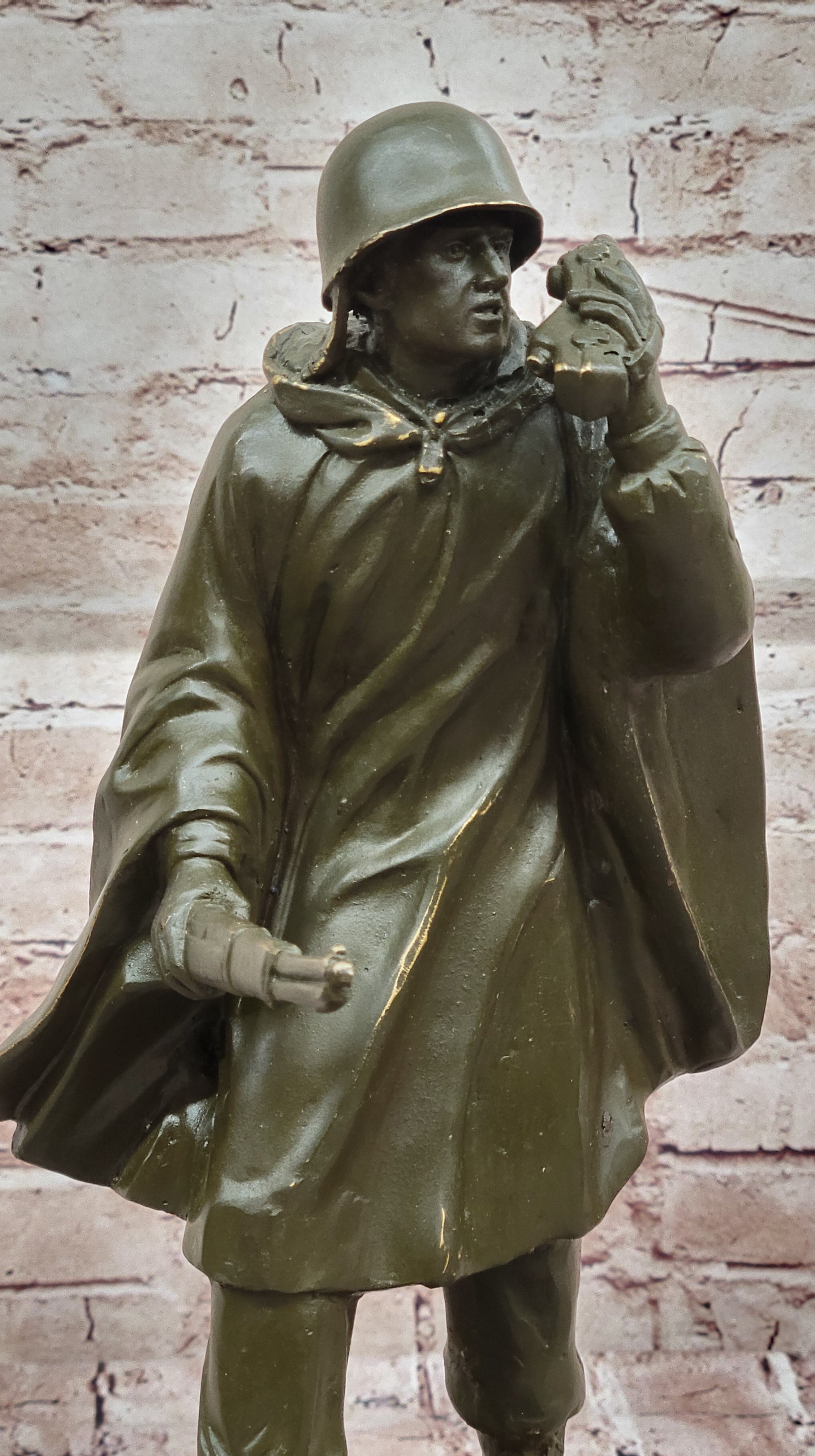 Hot Cast Fisher USA Army Soldier with Rifle Bronze Sculpture Signed Anniversary Gift Artwork