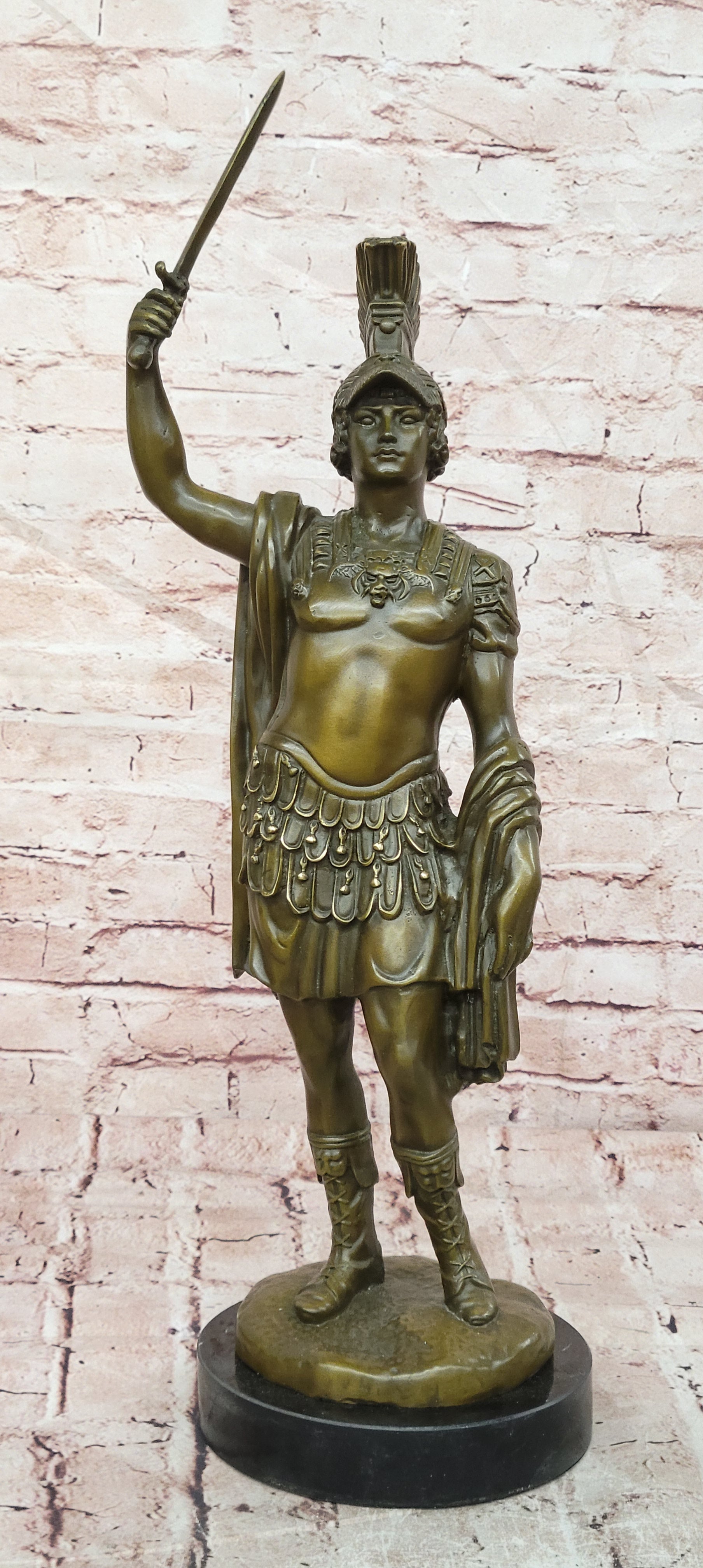 Bronze Roman Warrior Sculpture Signed Mavchi Gladiator Fine Art Figurine