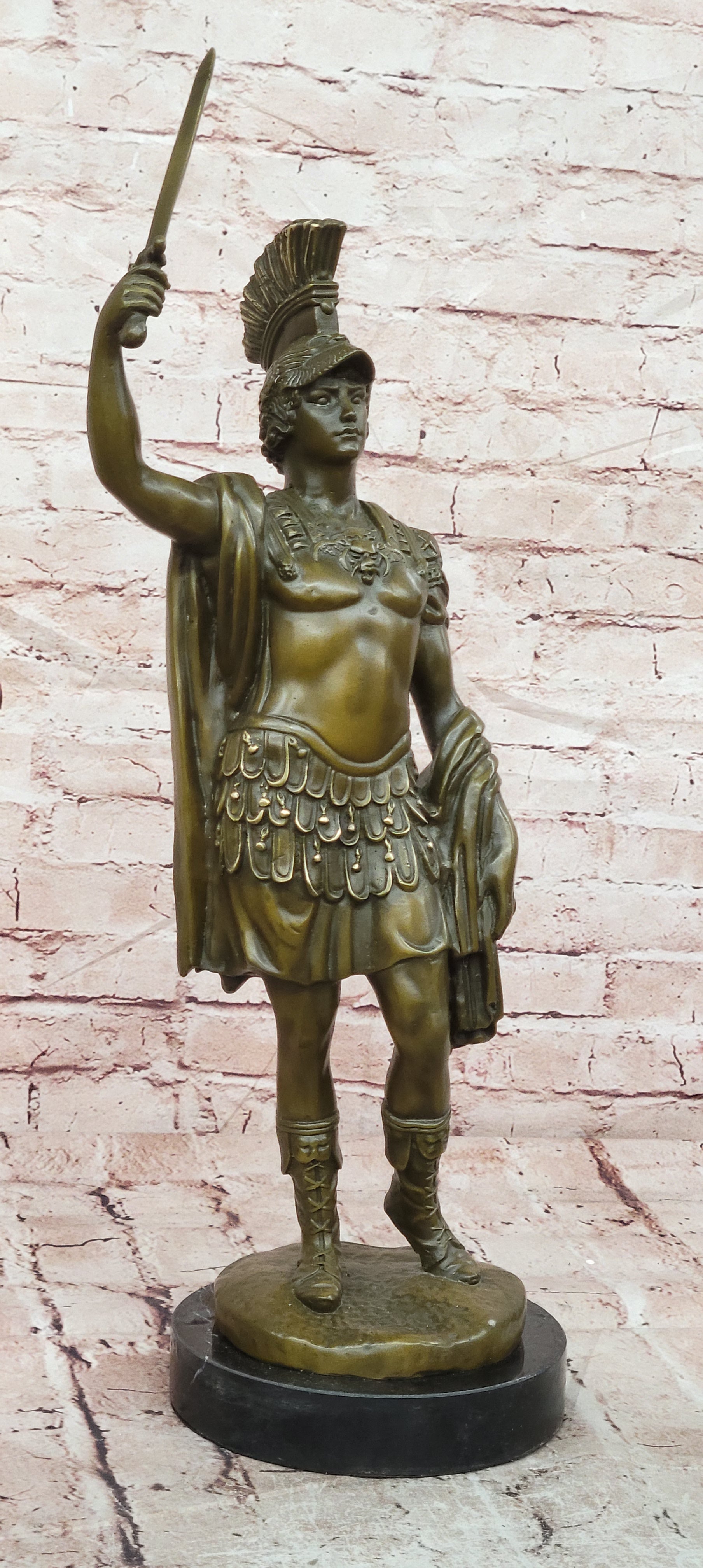 Bronze Roman Warrior Sculpture Signed Mavchi Gladiator Fine Art Figurine