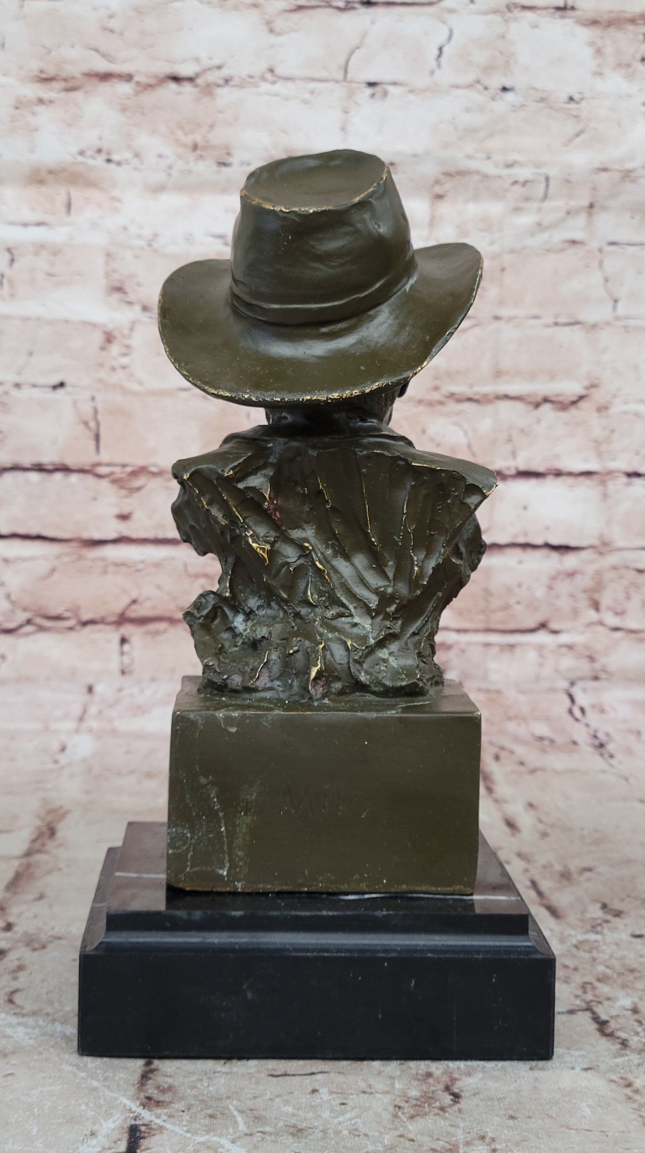 Handmade Milo John Wayne Bronze Bust Sculpture Signed Collector`s Western Art Figurine