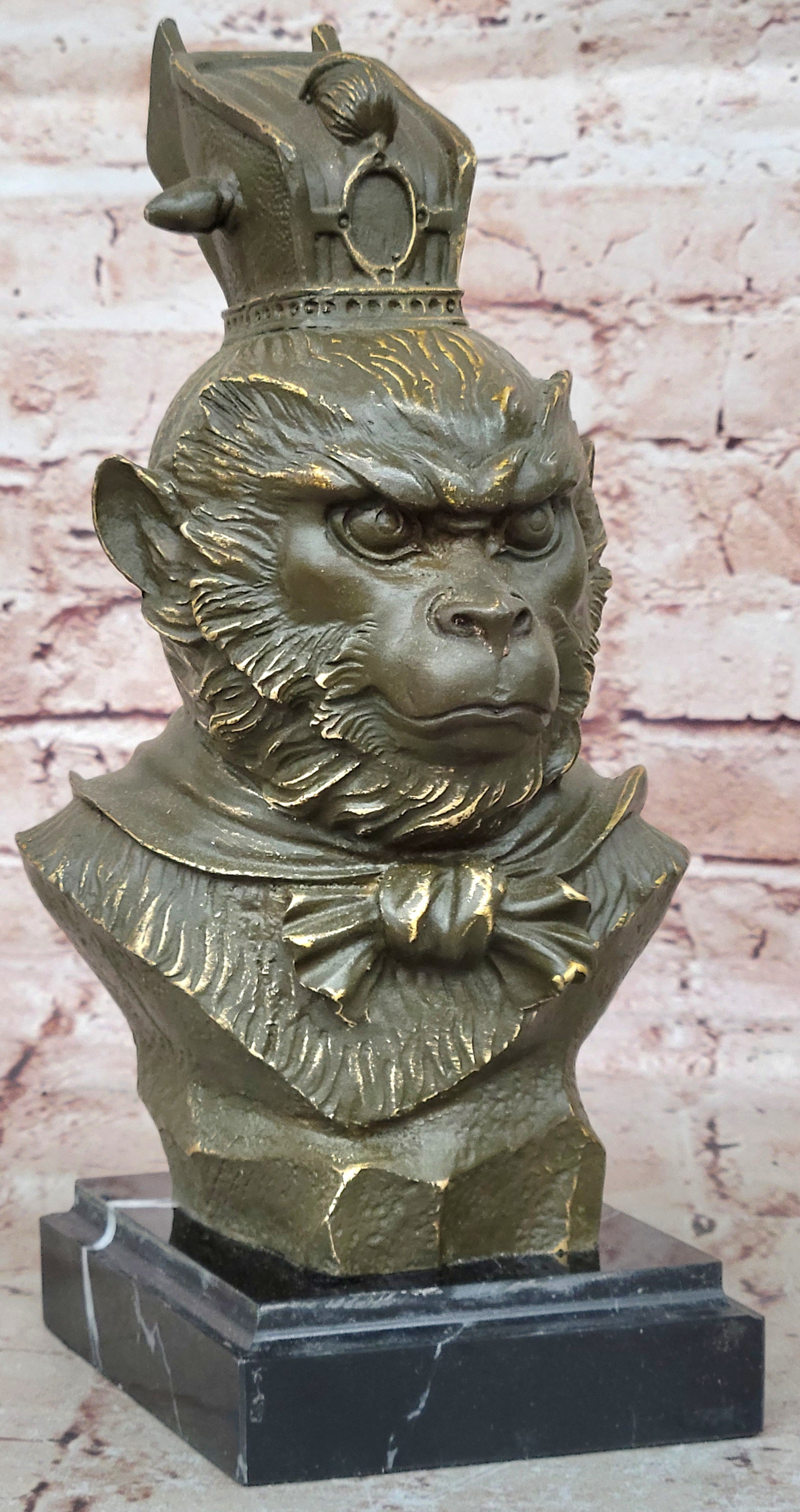 Avatar Monkey King Bronze Sculpture Feng Shui Collectible Signed Buddha Art