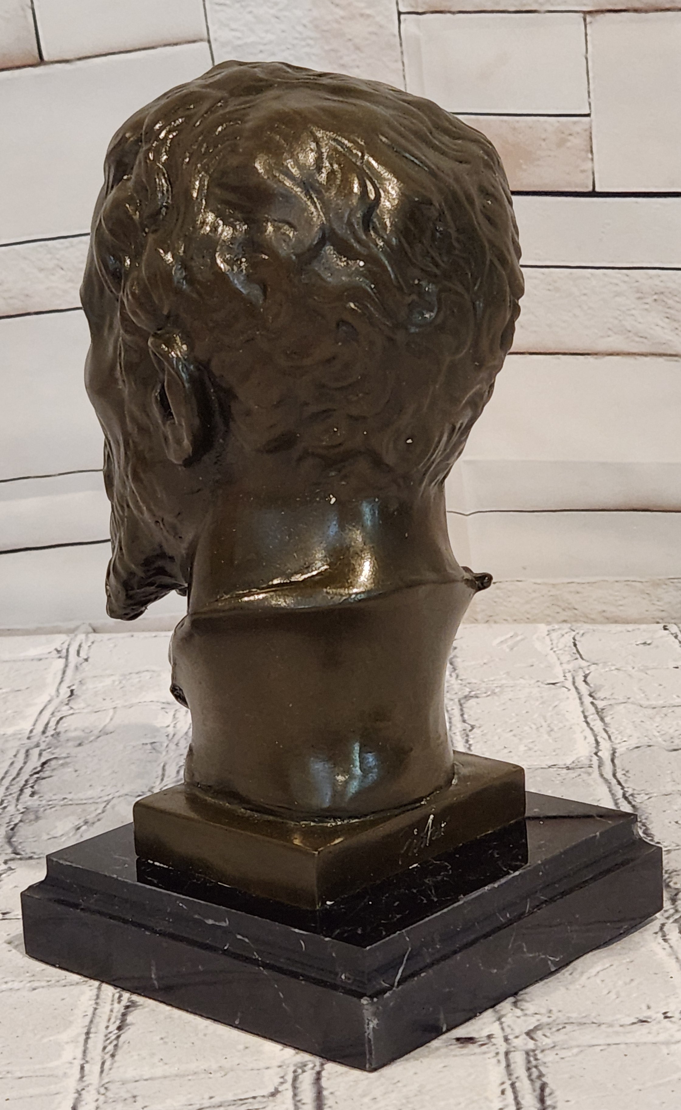 Signed Fisher Bronze Michelangelo Bust Sculpture Fine Art Collectible Statue