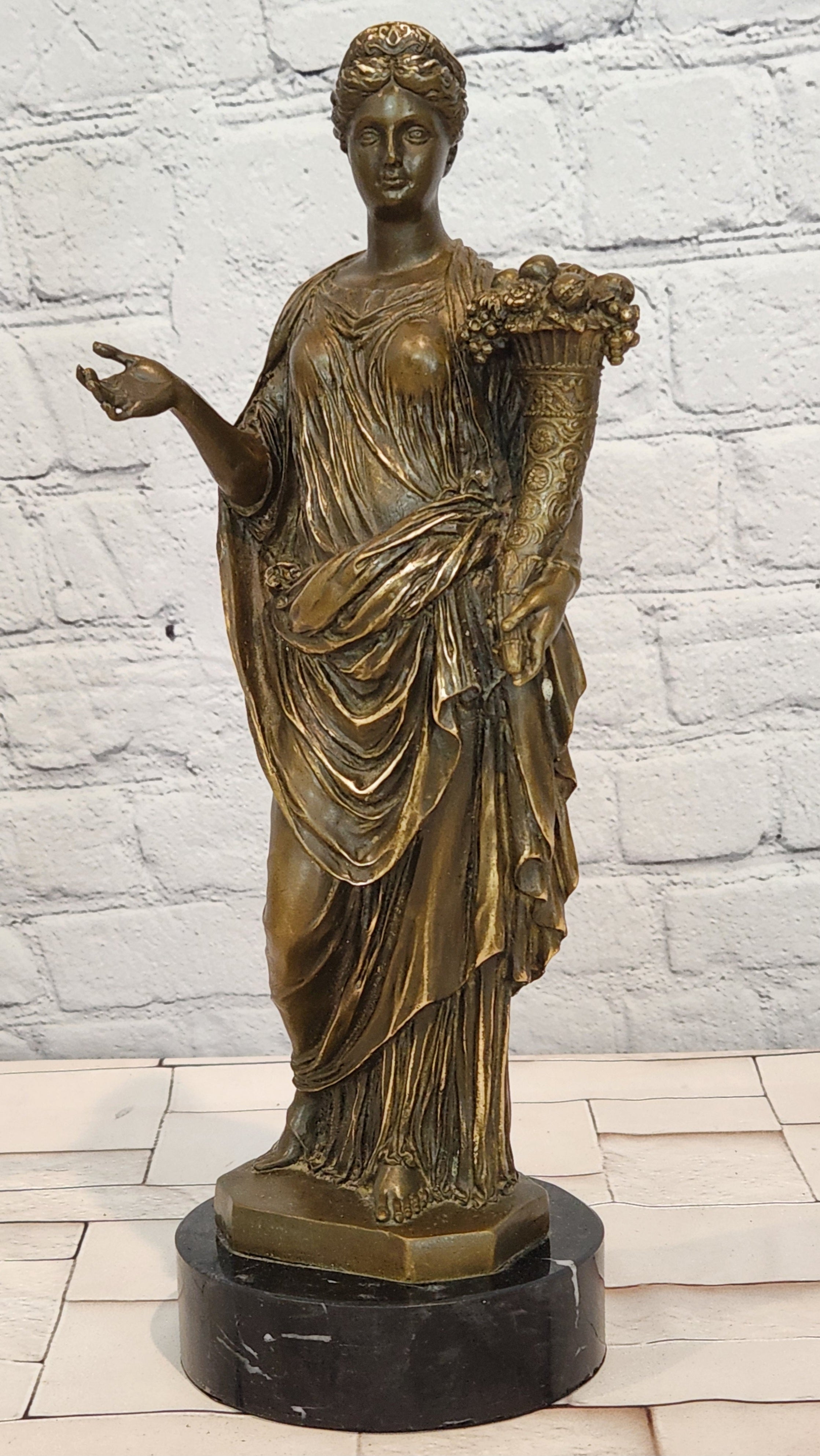Bronze Goddess Fortuna Sculpture Jean Patoue Symbol of Fate Luck Statue Art