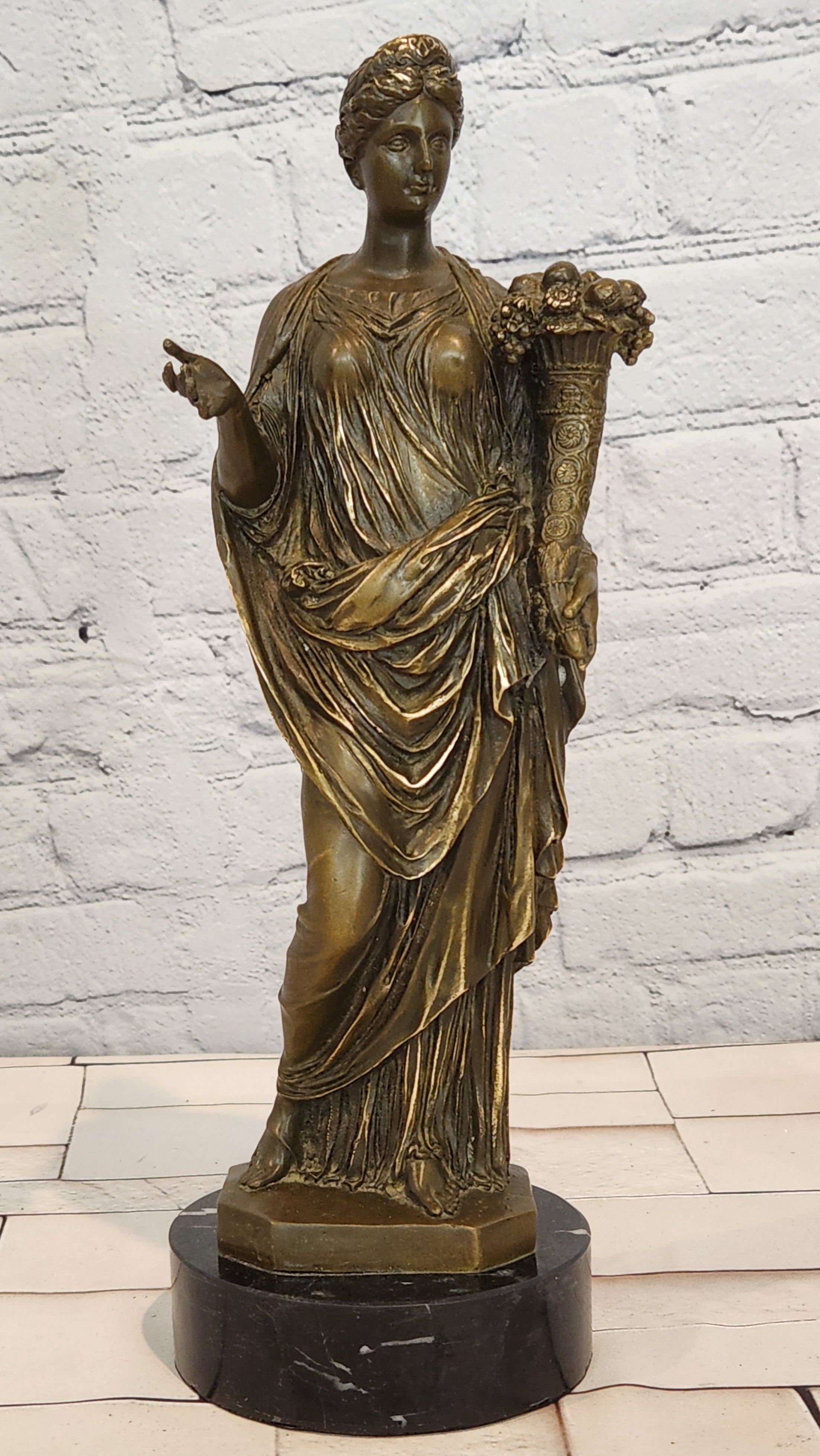 Bronze Goddess Fortuna Sculpture Jean Patoue Symbol of Fate Luck Statue Art