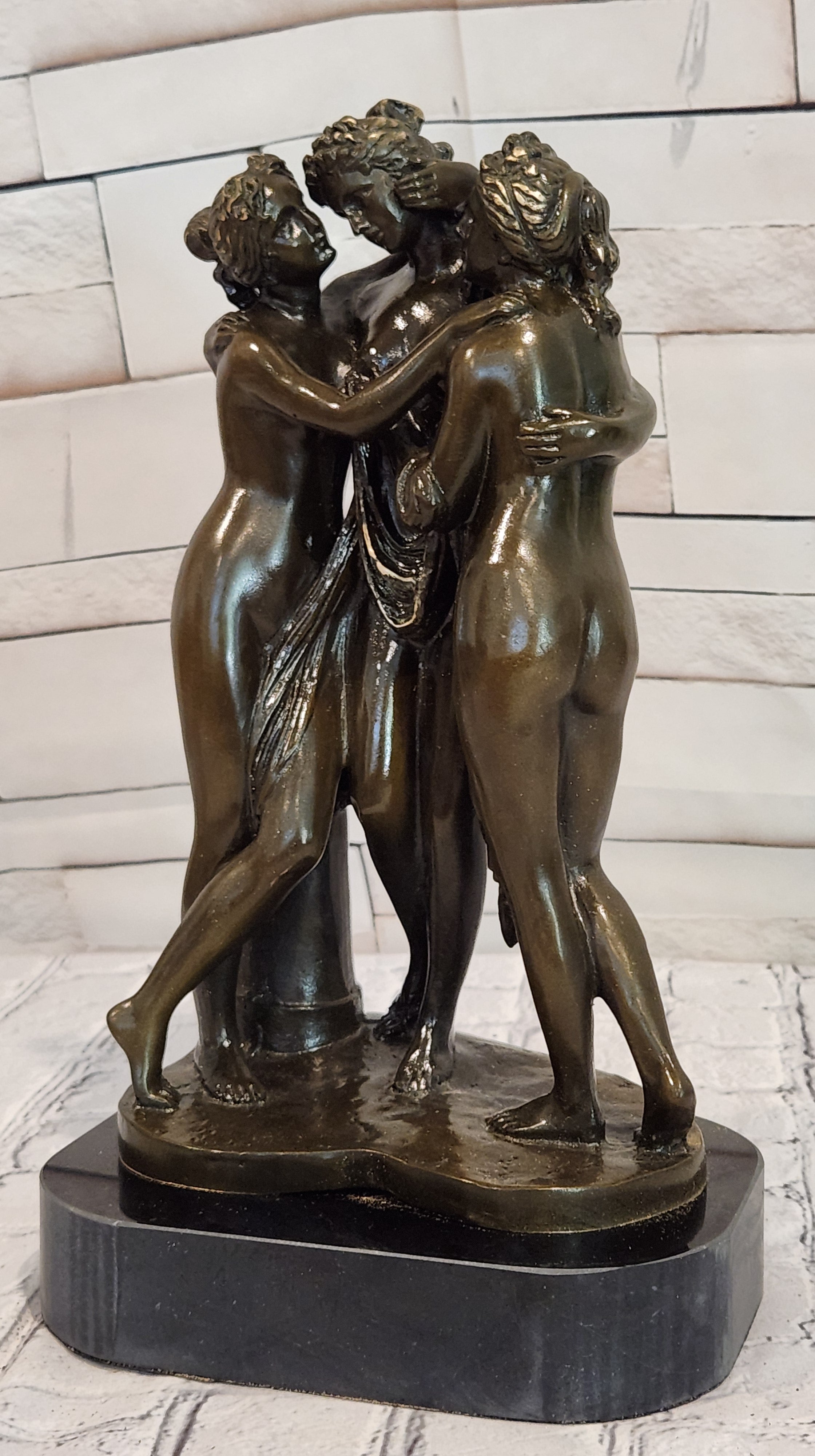 Classical Three Graces Bronze Sculpture Canova Style Fine Art Figurine Decor