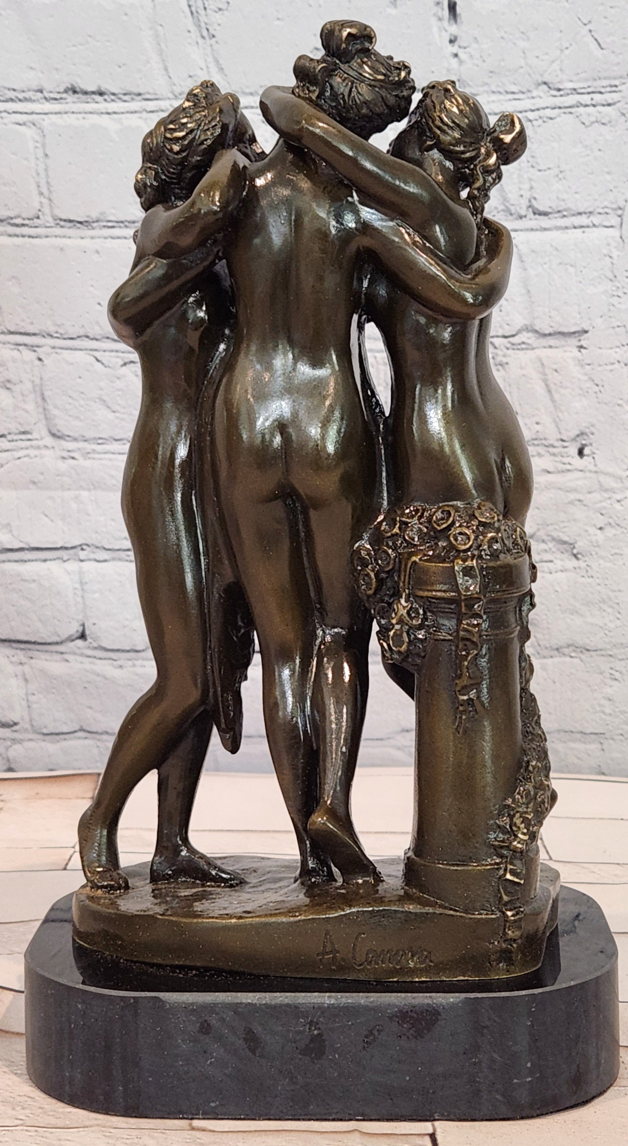 Classical Three Graces Bronze Sculpture Canova Style Fine Art Figurine Decor