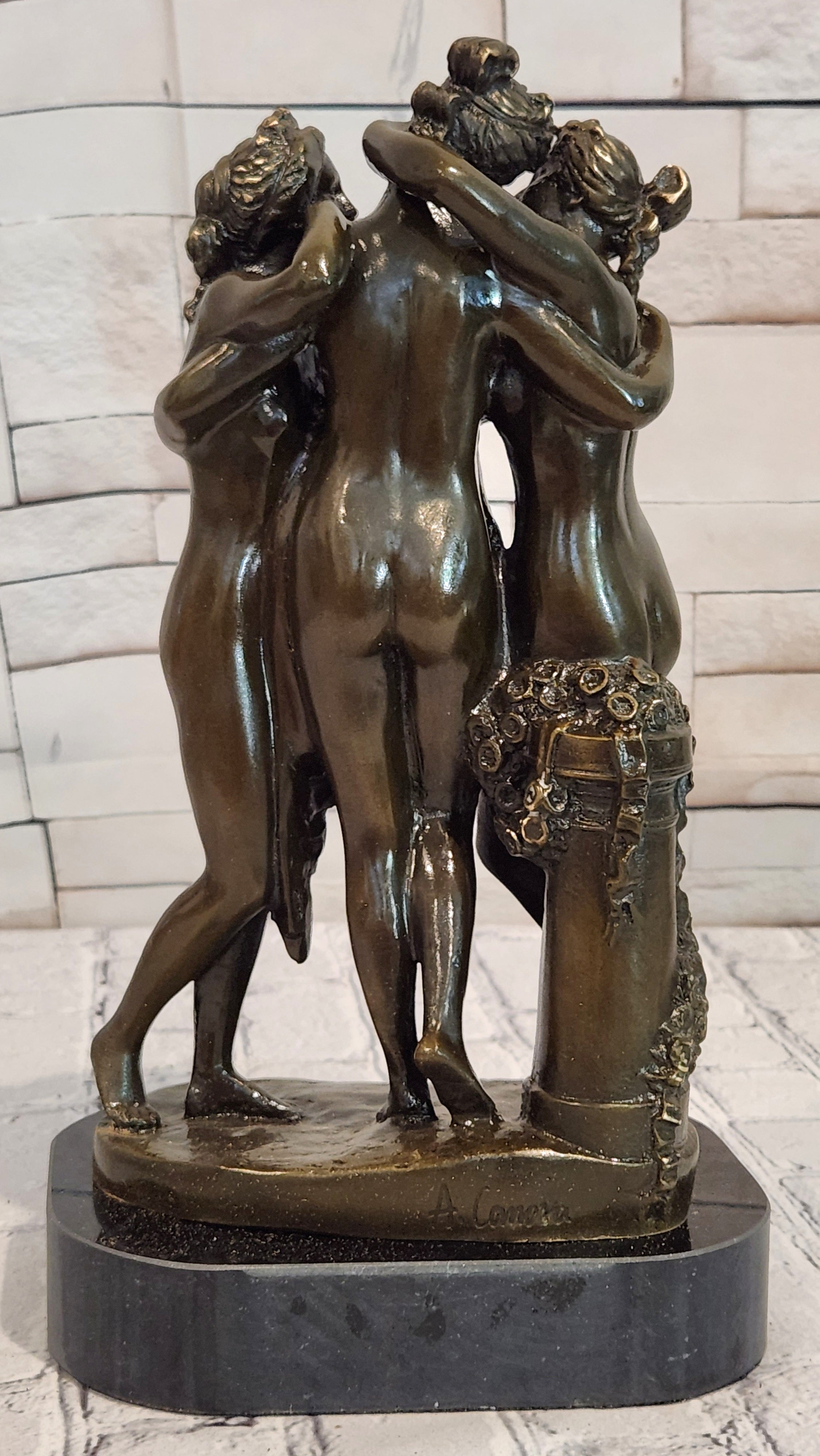Classical Three Graces Bronze Sculpture Canova Style Fine Art Figurine Decor