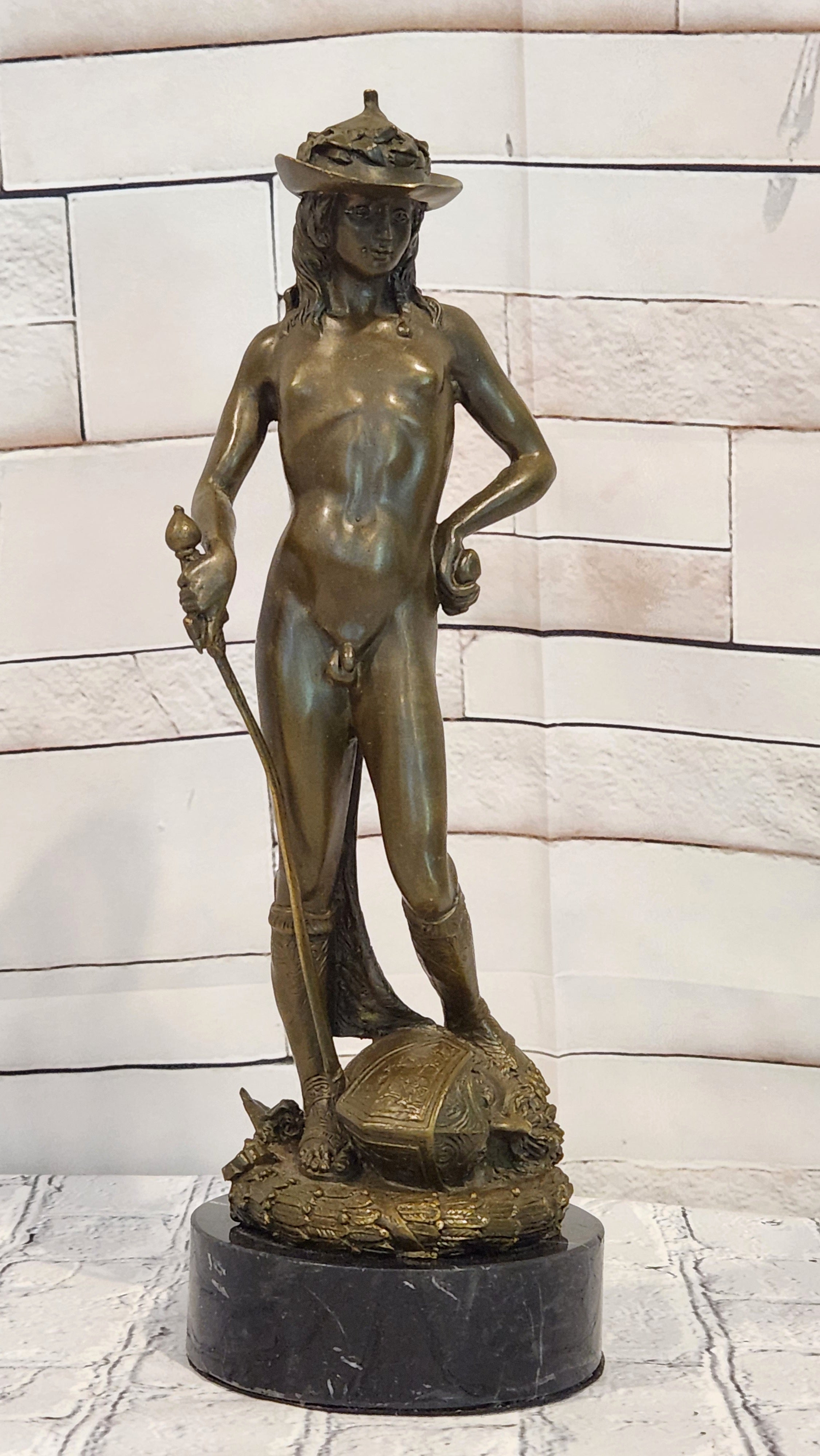 Bronze Sculpture David and Goliath Signed Milo Mythological Art Collectible Statue