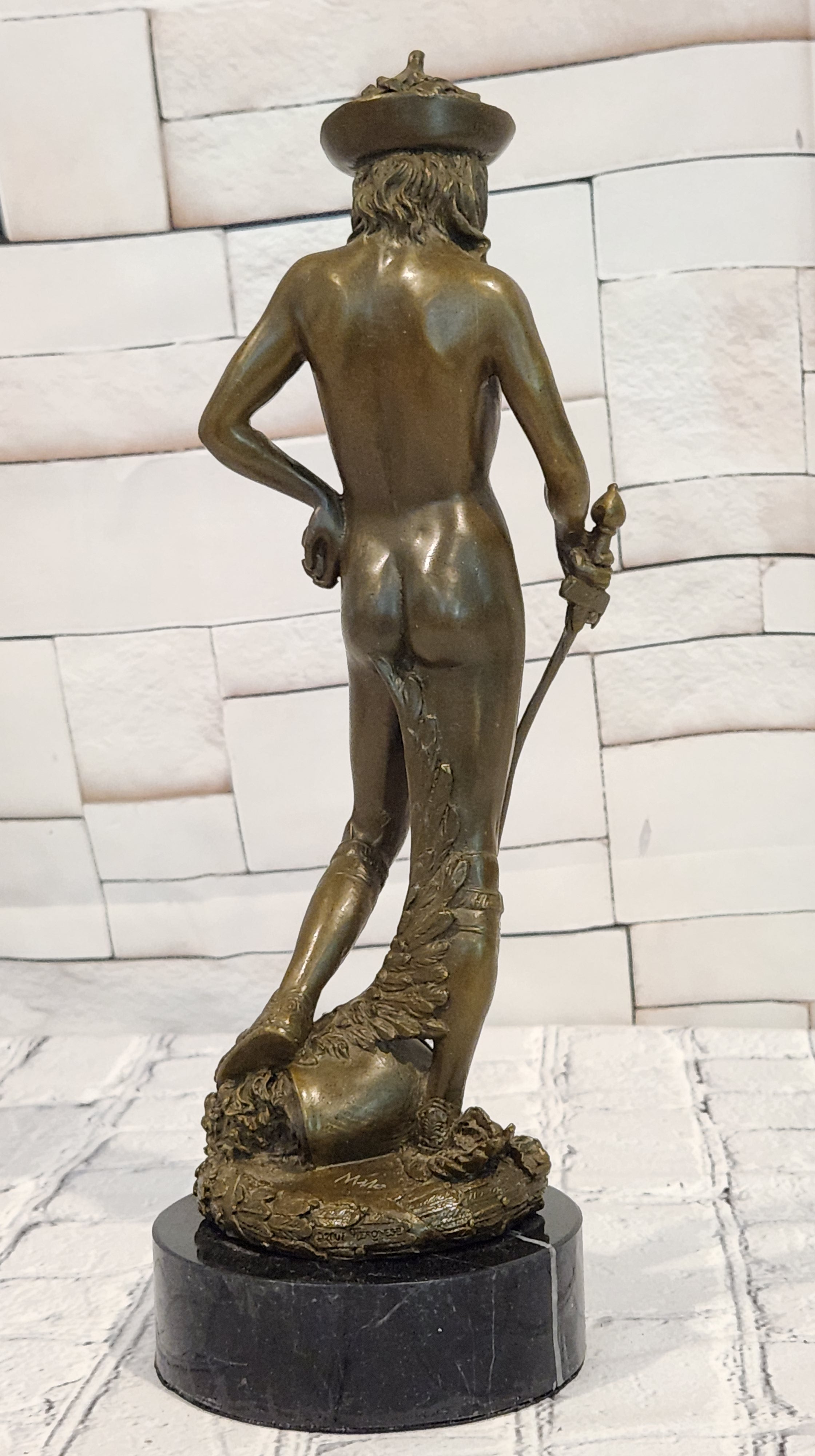 Bronze Sculpture David and Goliath Signed Milo Mythological Art Collectible Statue