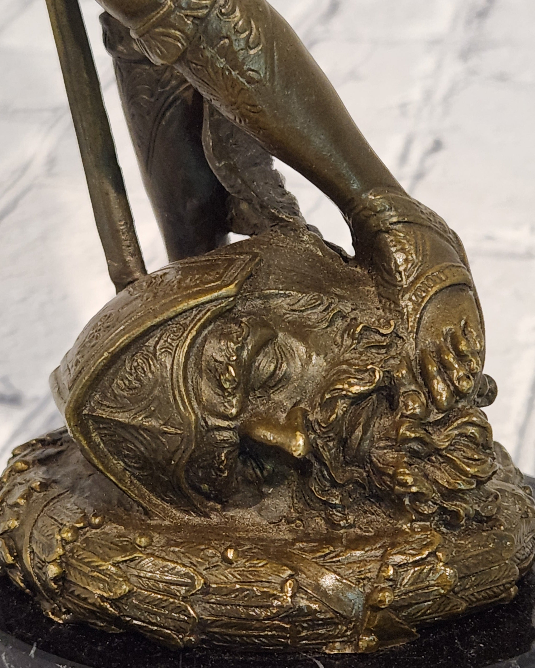 Bronze Sculpture David and Goliath Signed Milo Mythological Art Collectible Statue