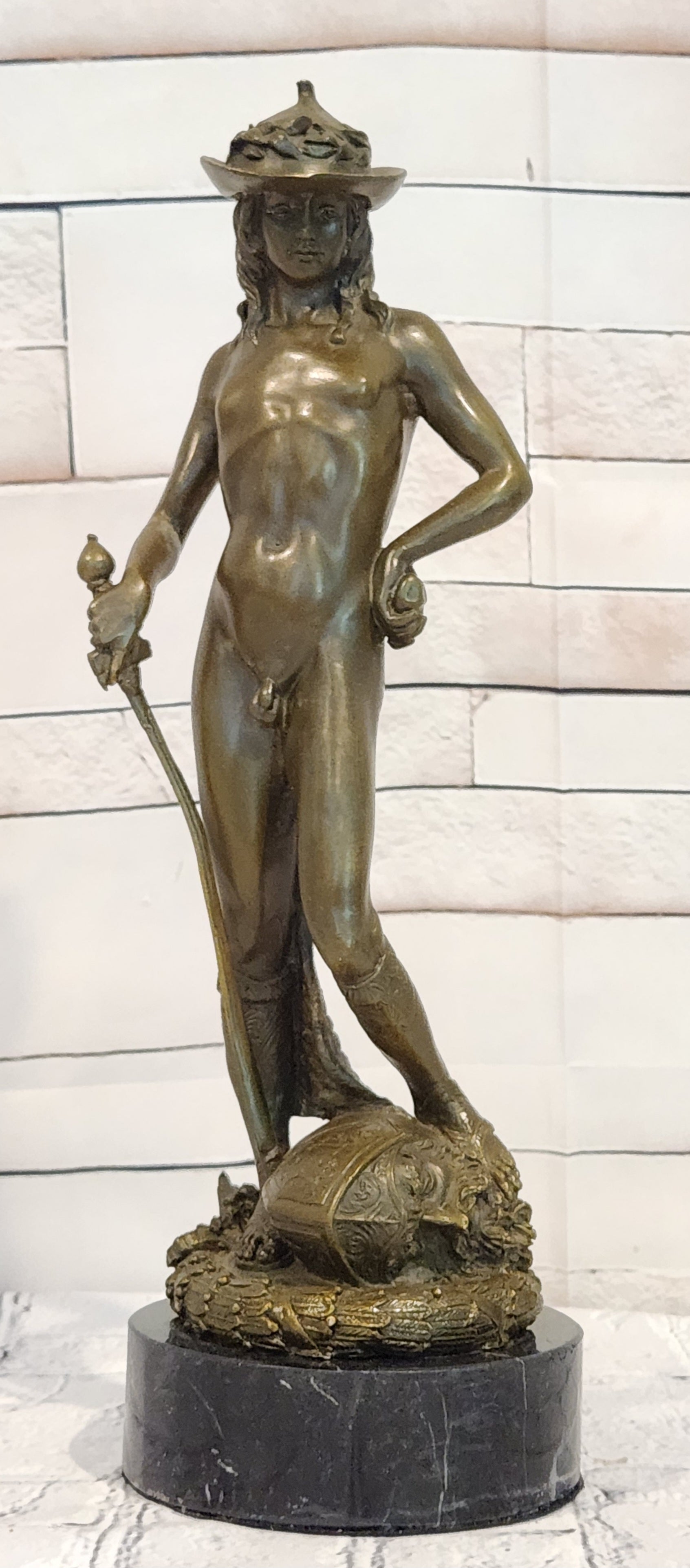 Bronze Sculpture David and Goliath Signed Milo Mythological Art Collectible Statue