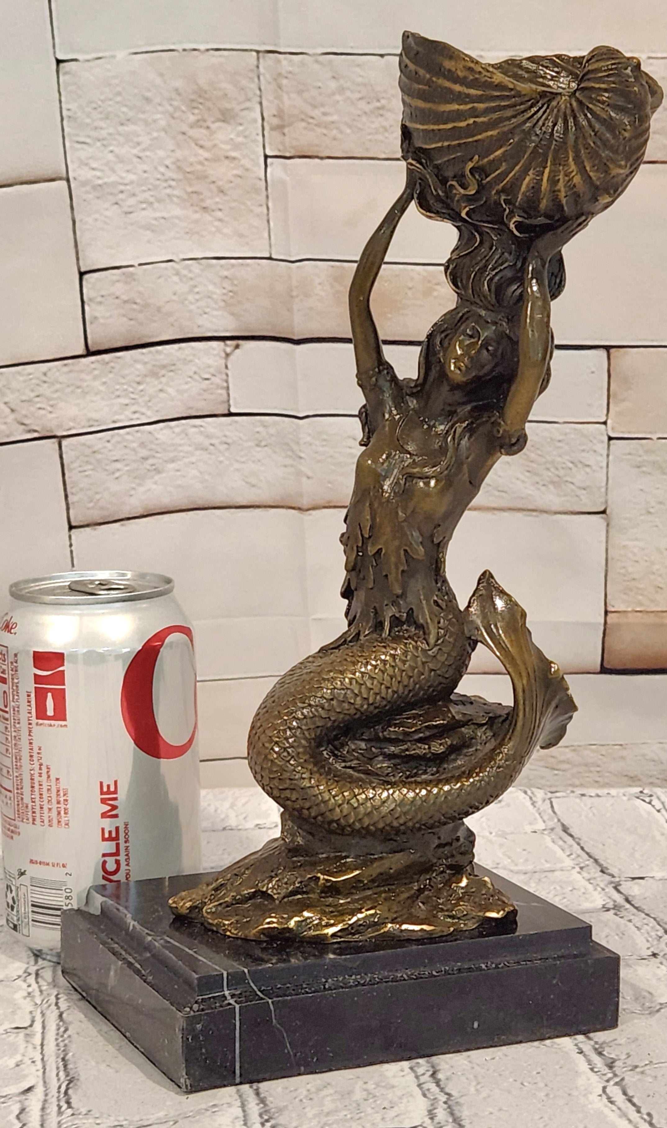 Signed Annie Mermaid Bronze Candle Holder Sculpture Elegant Mythical Decor