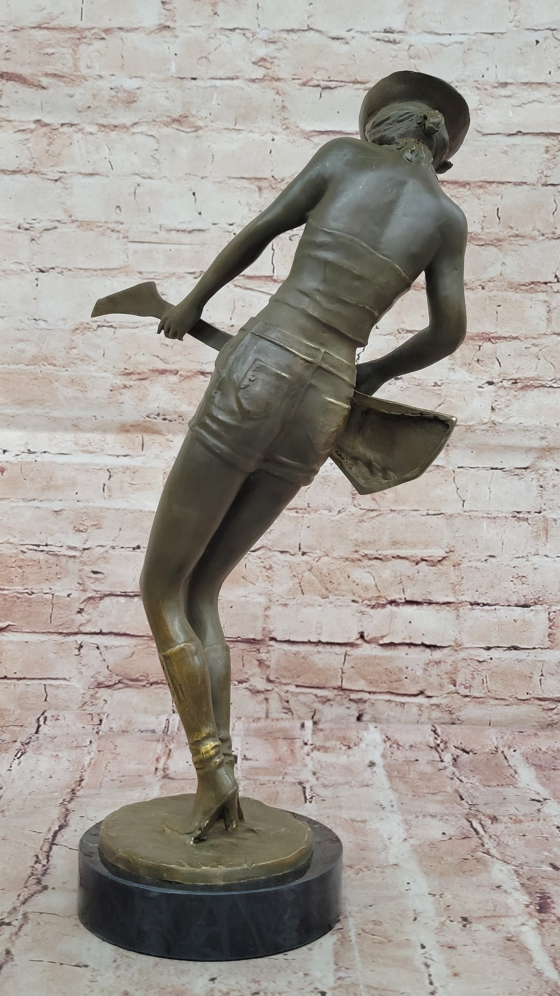 Musician Country Woman Bronze Sculpture Statue Signed Artwork Home Office Figurine